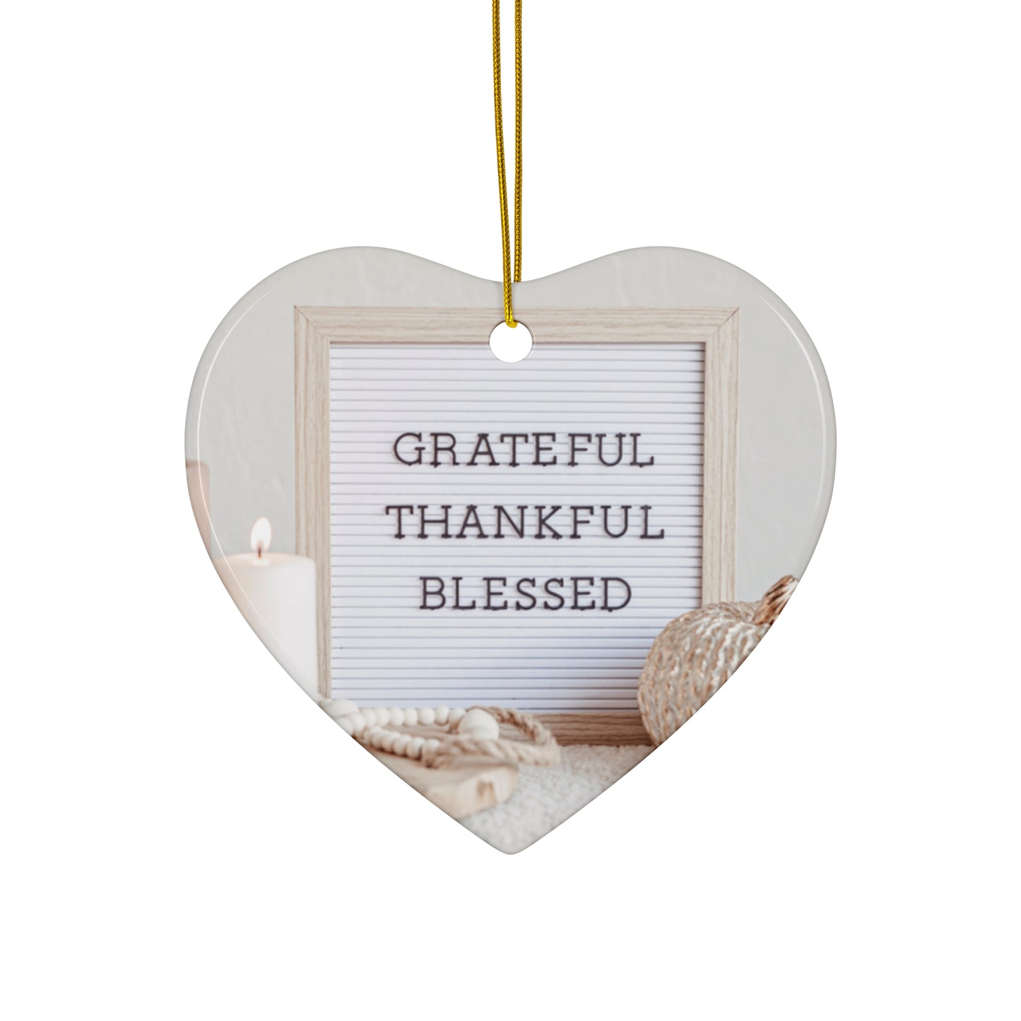 Christmas Ceramic Ornaments,  Home Decor, Grateful Thankful And Blessed Ornament