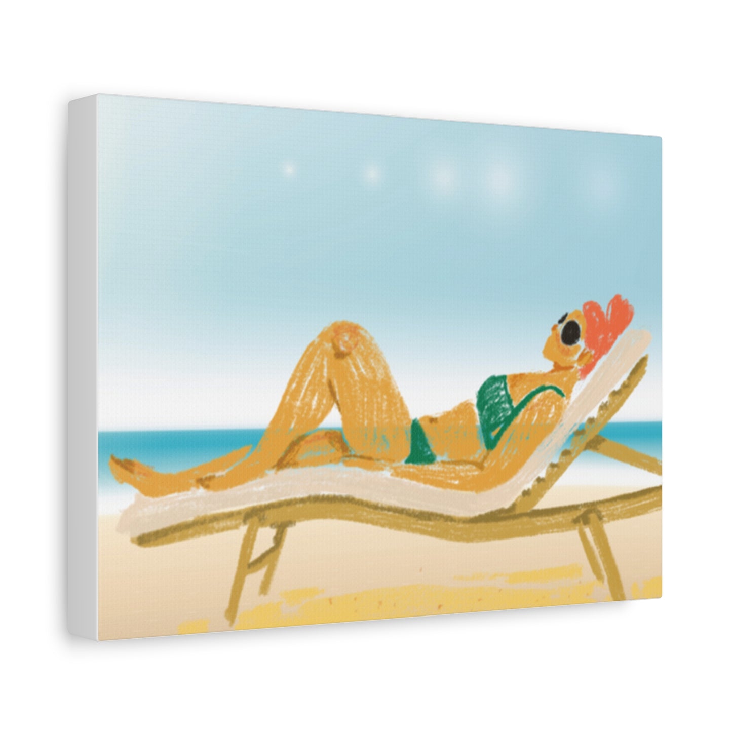 Lady On The Beach Canvas Print, Canvas, Relax and Rejuvenate, Sunbathe, Sunbathing, Home Decor