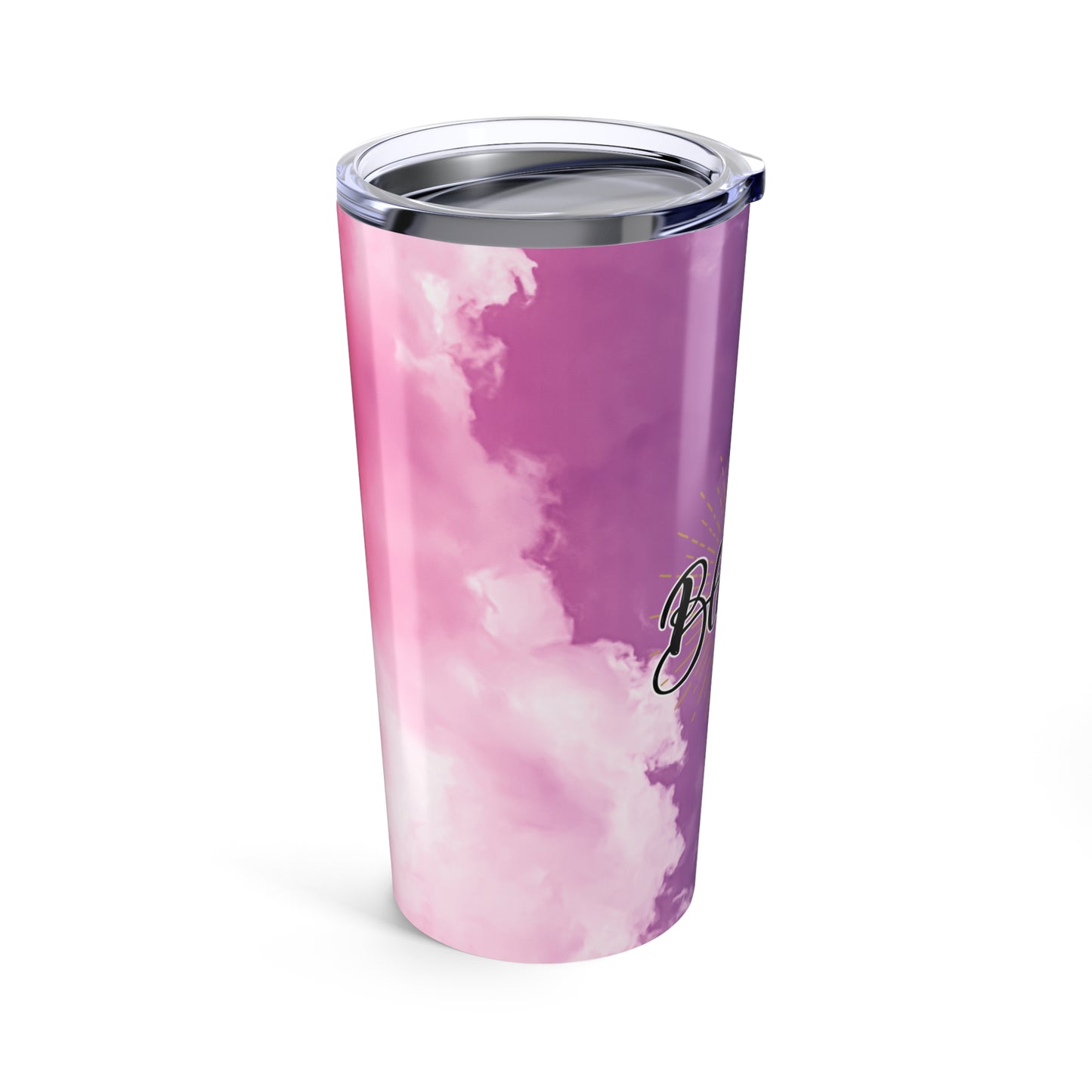 Blessed 20oz Tumbler - Inspirational Travel Mug with Pink and Purple Cloud Design