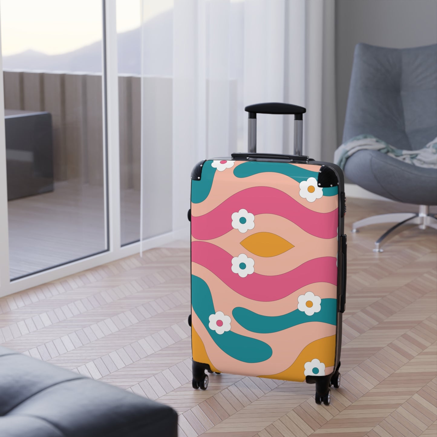 Suitcase Travel Set with High-Resolution Design, 360° Swivel Wheels, and Adjustable Telescopic Handle, Comfortable And Stylish, Travel Essential, Durable