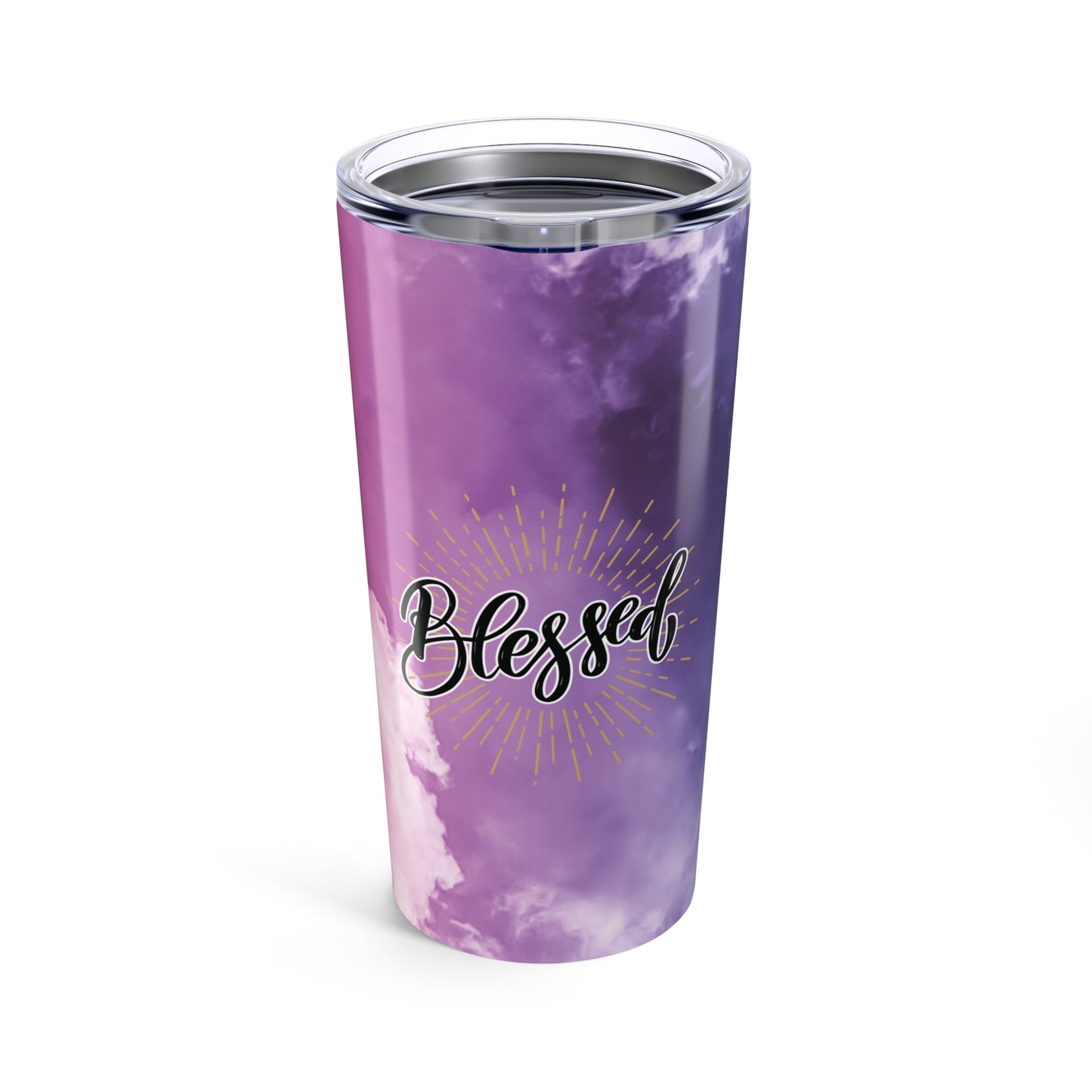 Blessed 20oz Tumbler - Inspirational Travel Mug with Pink and Purple Cloud Design