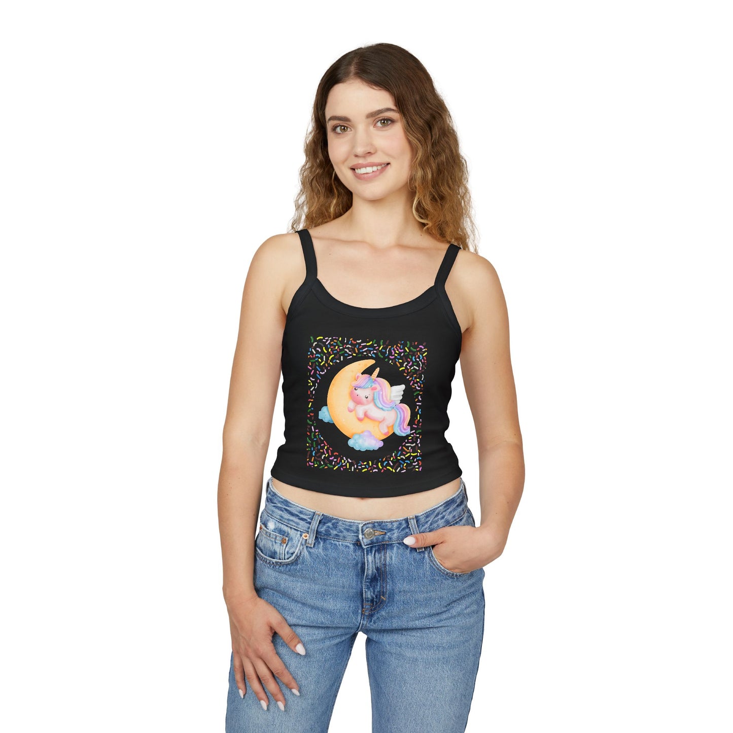 Spaghetti Strap Tank Top, Women's Wear, Summer Collection, Stylish And Chic, Comfortable And Durable, Cute Unicorn Design