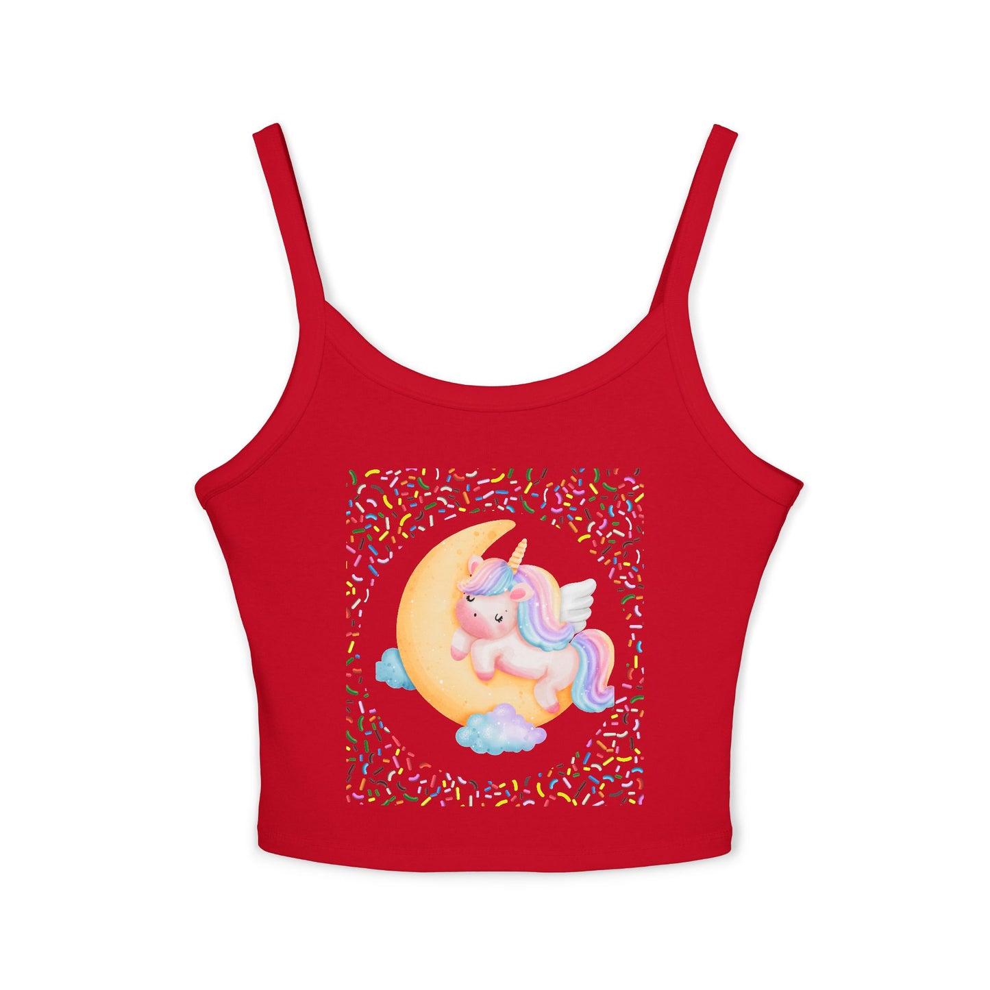 Spaghetti Strap Tank Top, Women's Wear, Summer Collection, Stylish And Chic, Comfortable And Durable, Cute Unicorn Design