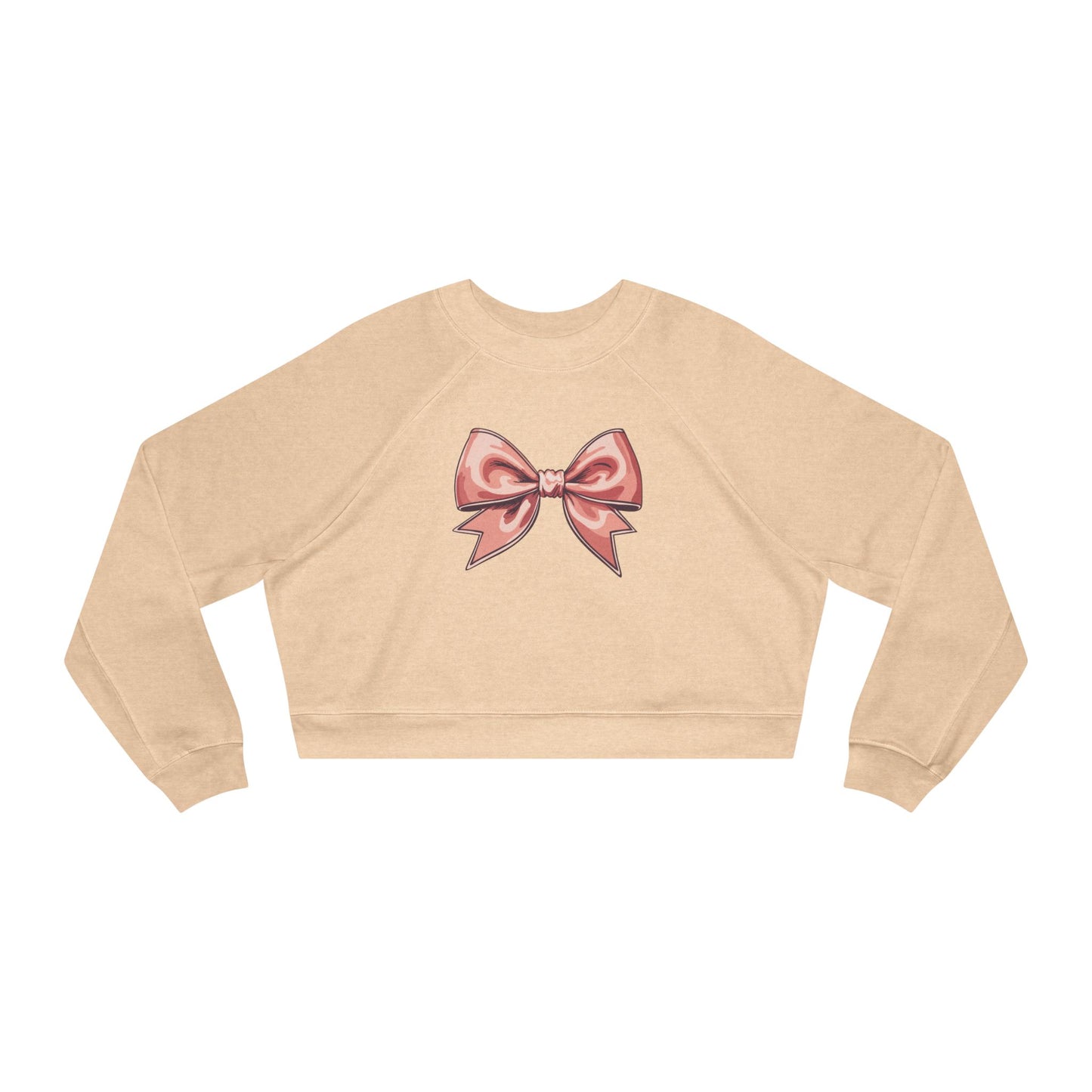 Chic Women's Cropped Fleece Pullover with Bow and No Drama Design