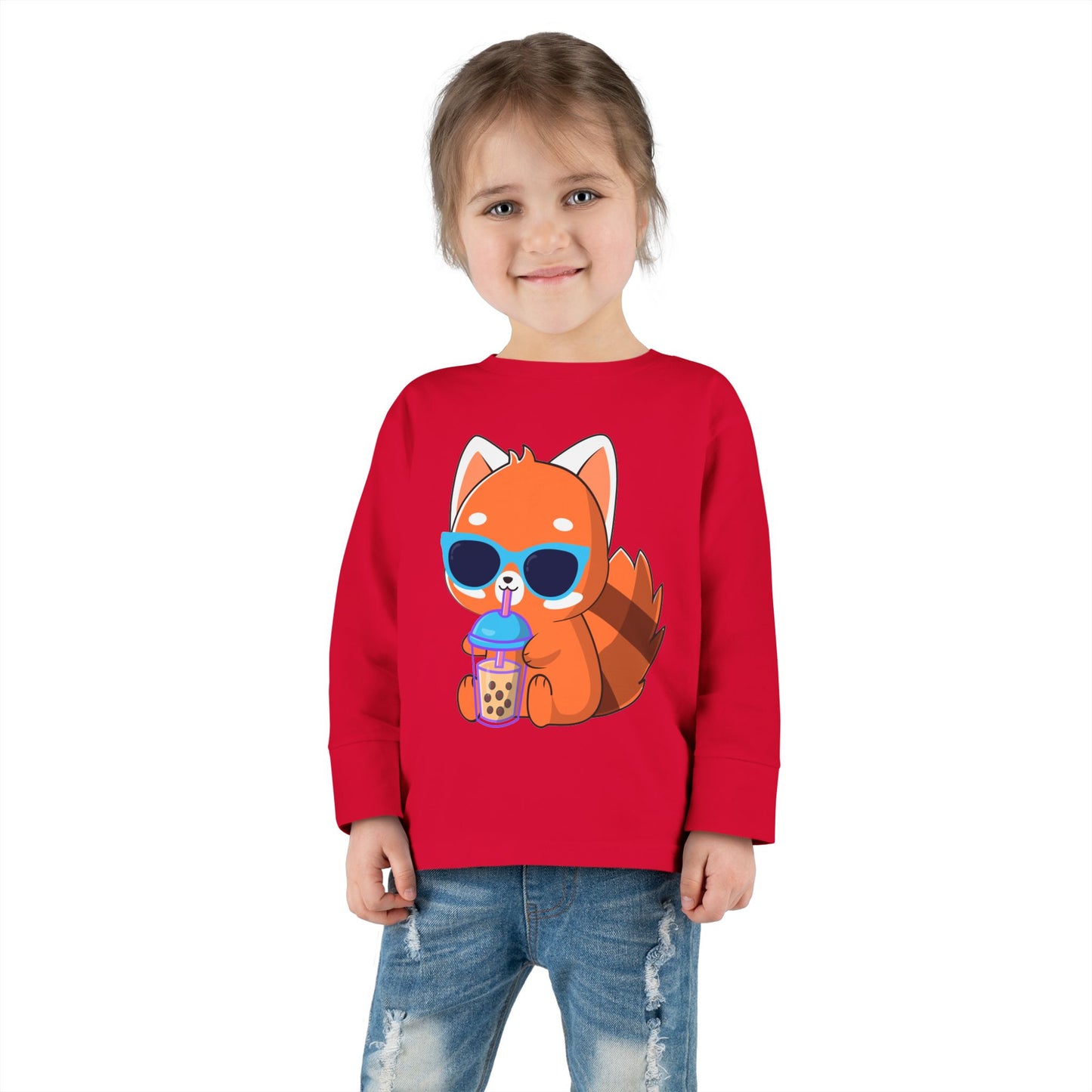 Toddler Long Sleeve Tee - 100% Combed Ringspun Cotton - Unisex Fit, Comfortable And Stylish, Fox Design, Made For Kids, Kids Wear