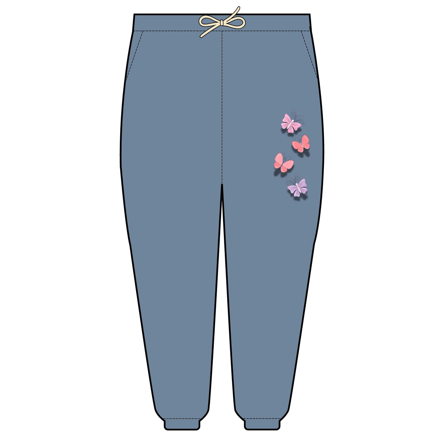 Fleece Sweatpants Vintage Retro American Farm Cotton Relaxed Fit Lounge Wear, Comfortable Yet Stylish, Butterfly Sweatpants, Women Wear, Beautiful Butterfly Design