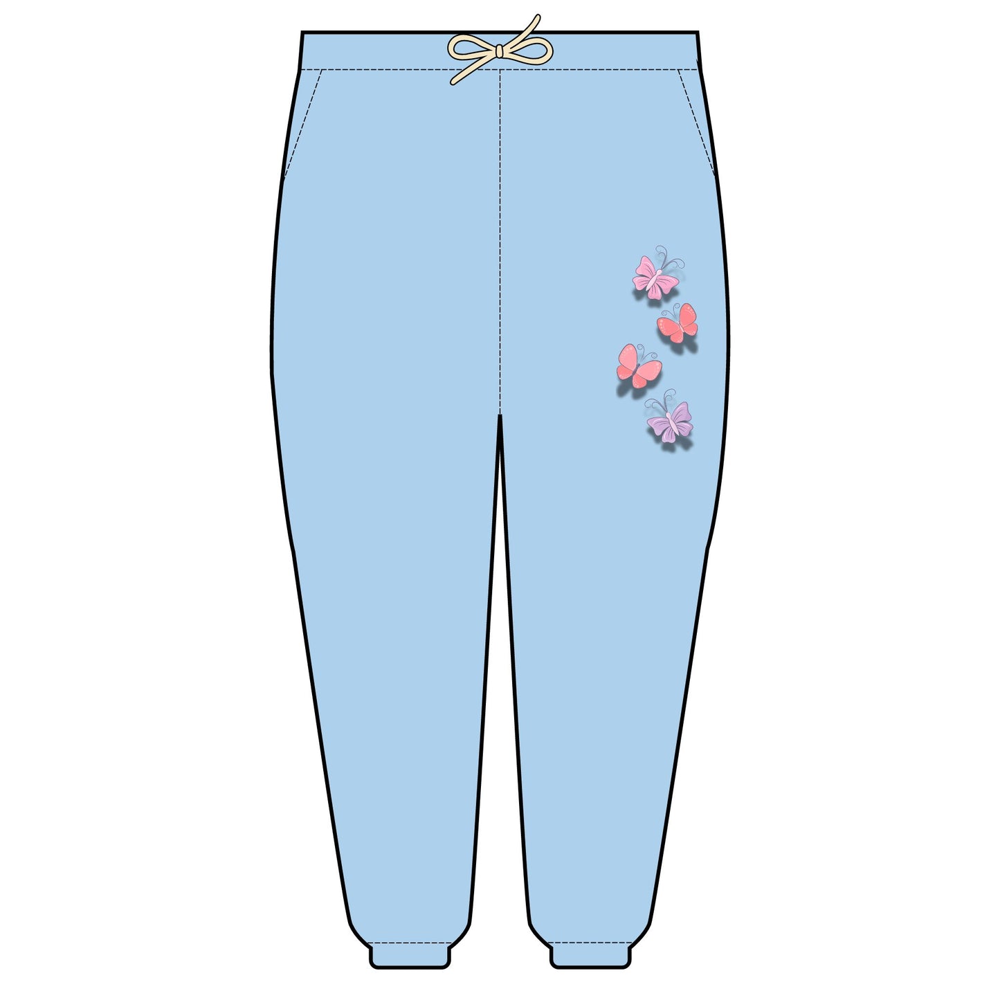 Fleece Sweatpants Vintage Retro American Farm Cotton Relaxed Fit Lounge Wear, Comfortable Yet Stylish, Butterfly Sweatpants, Women Wear, Beautiful Butterfly Design