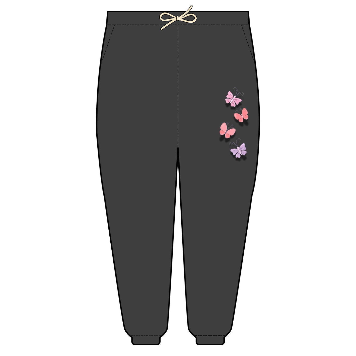 Fleece Sweatpants Vintage Retro American Farm Cotton Relaxed Fit Lounge Wear, Comfortable Yet Stylish, Butterfly Sweatpants, Women Wear, Beautiful Butterfly Design