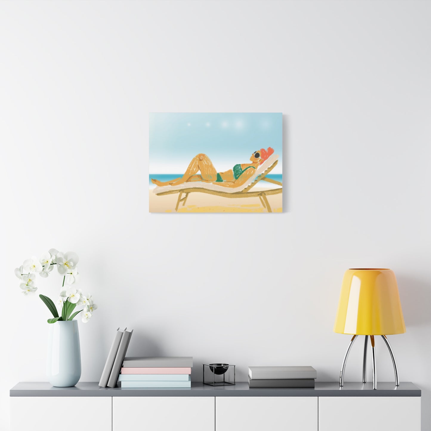 Lady On The Beach Canvas Print, Canvas, Relax and Rejuvenate, Sunbathe, Sunbathing, Home Decor