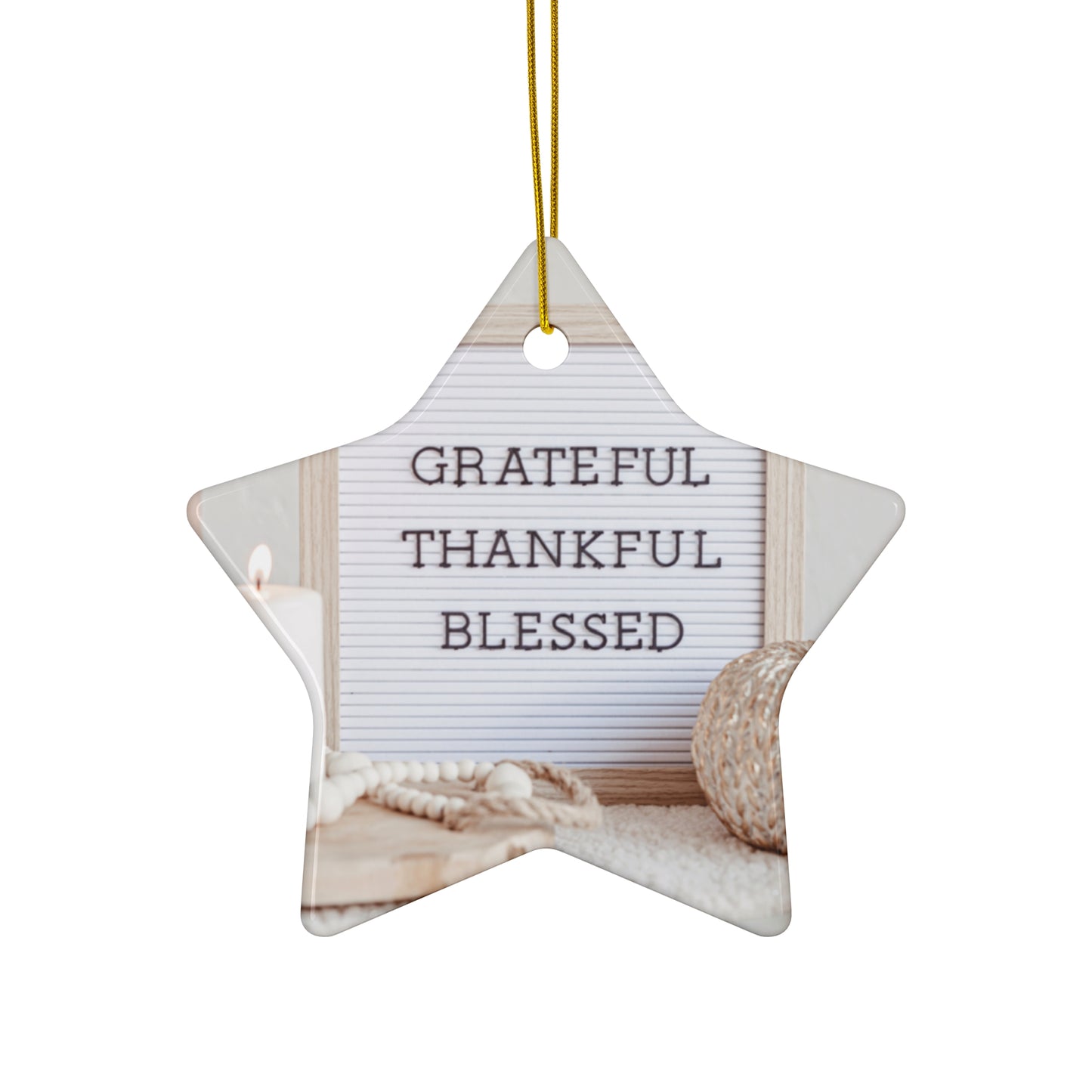 Christmas Ceramic Ornaments,  Home Decor, Grateful Thankful And Blessed Ornament