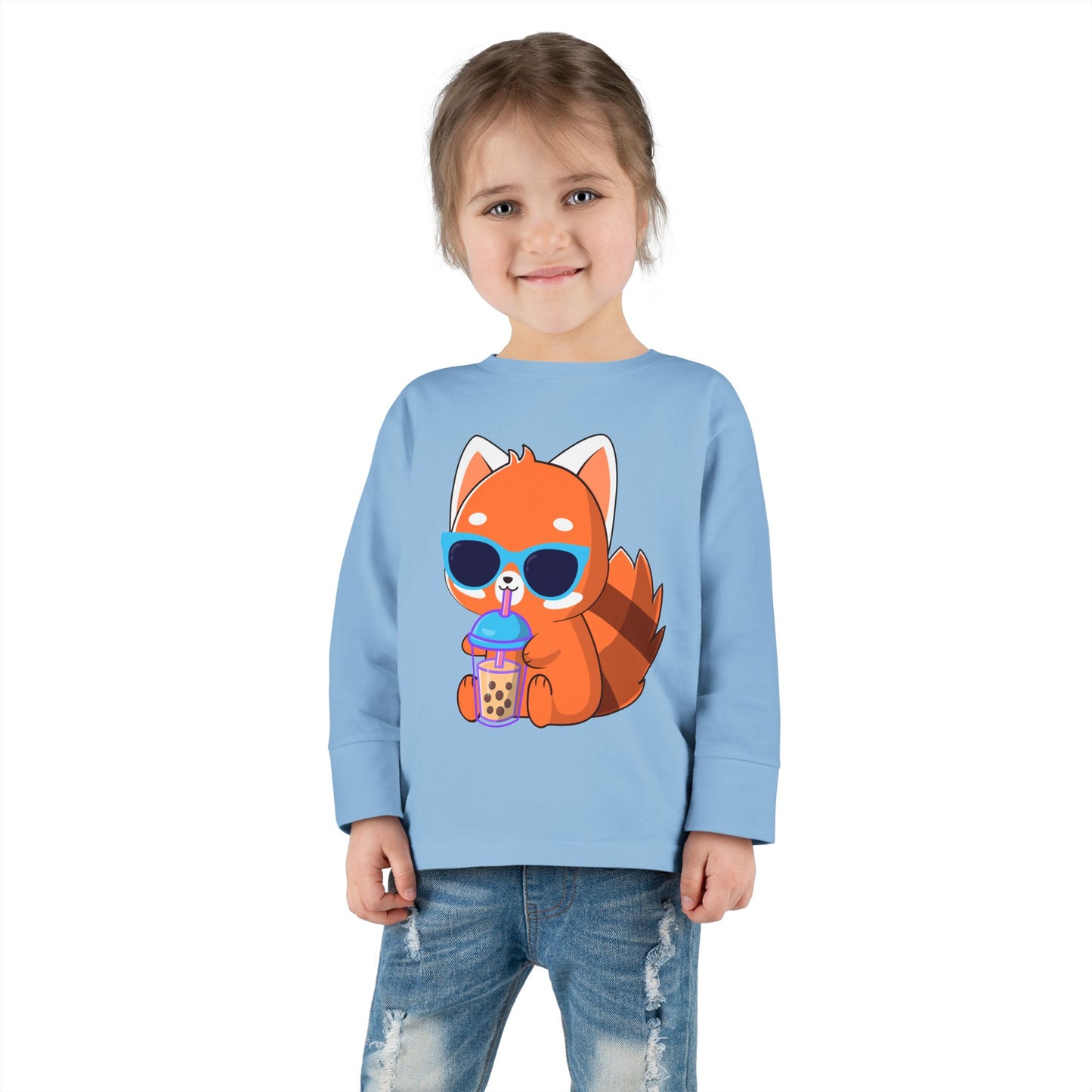 Toddler Long Sleeve Tee - 100% Combed Ringspun Cotton - Unisex Fit, Comfortable And Stylish, Fox Design, Made For Kids, Kids Wear