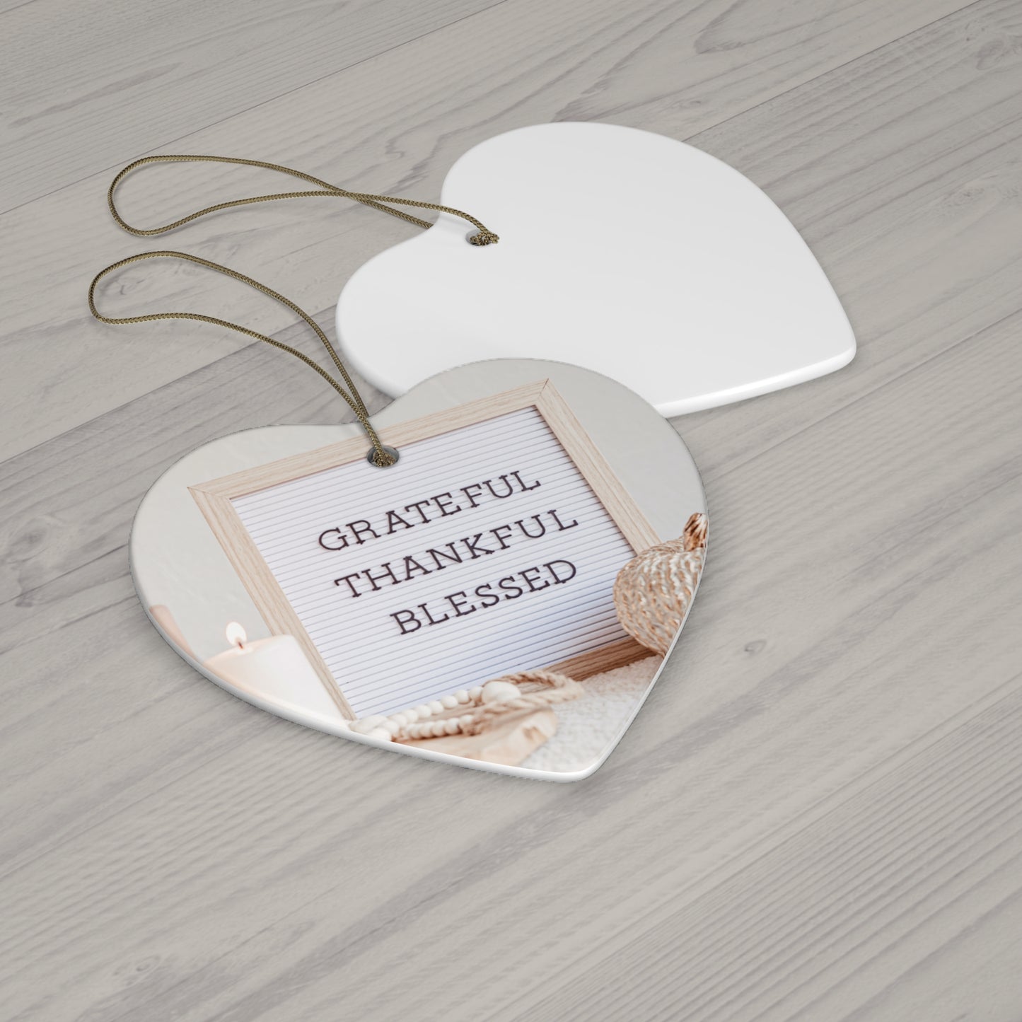 Christmas Ceramic Ornaments,  Home Decor, Grateful Thankful And Blessed Ornament