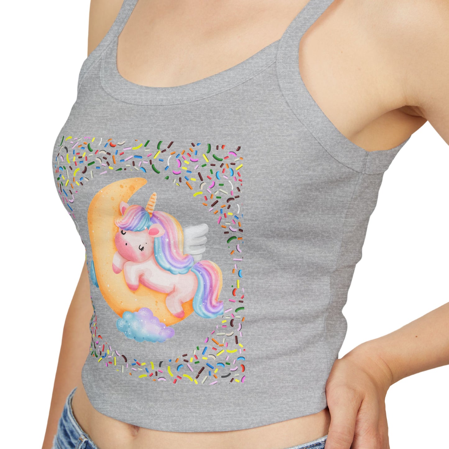 Spaghetti Strap Tank Top, Women's Wear, Summer Collection, Stylish And Chic, Comfortable And Durable, Cute Unicorn Design