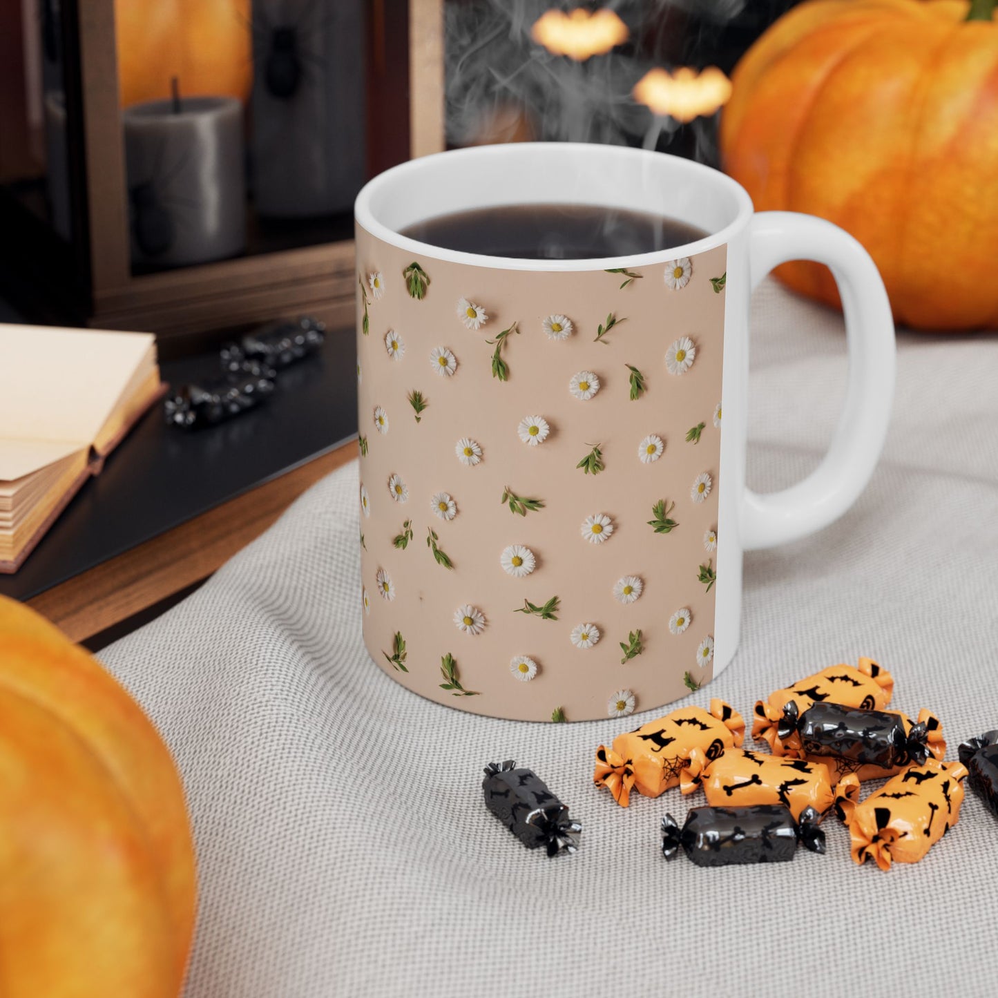 Autumn Ceramic Mug | Flower Coffee Cup with Advanced Printing Technology, BPA-Free - 11oz, 15oz, Home Decor, Best For Gifting, Elegant And Durable