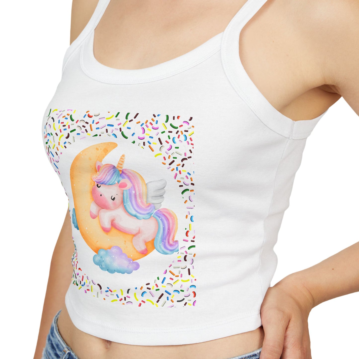 Spaghetti Strap Tank Top, Women's Wear, Summer Collection, Stylish And Chic, Comfortable And Durable, Cute Unicorn Design