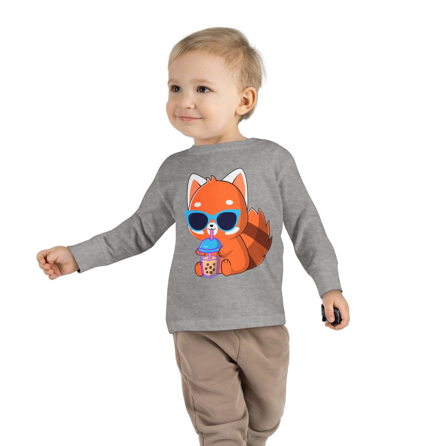 Toddler Long Sleeve Tee - 100% Combed Ringspun Cotton - Unisex Fit, Comfortable And Stylish, Fox Design, Made For Kids, Kids Wear