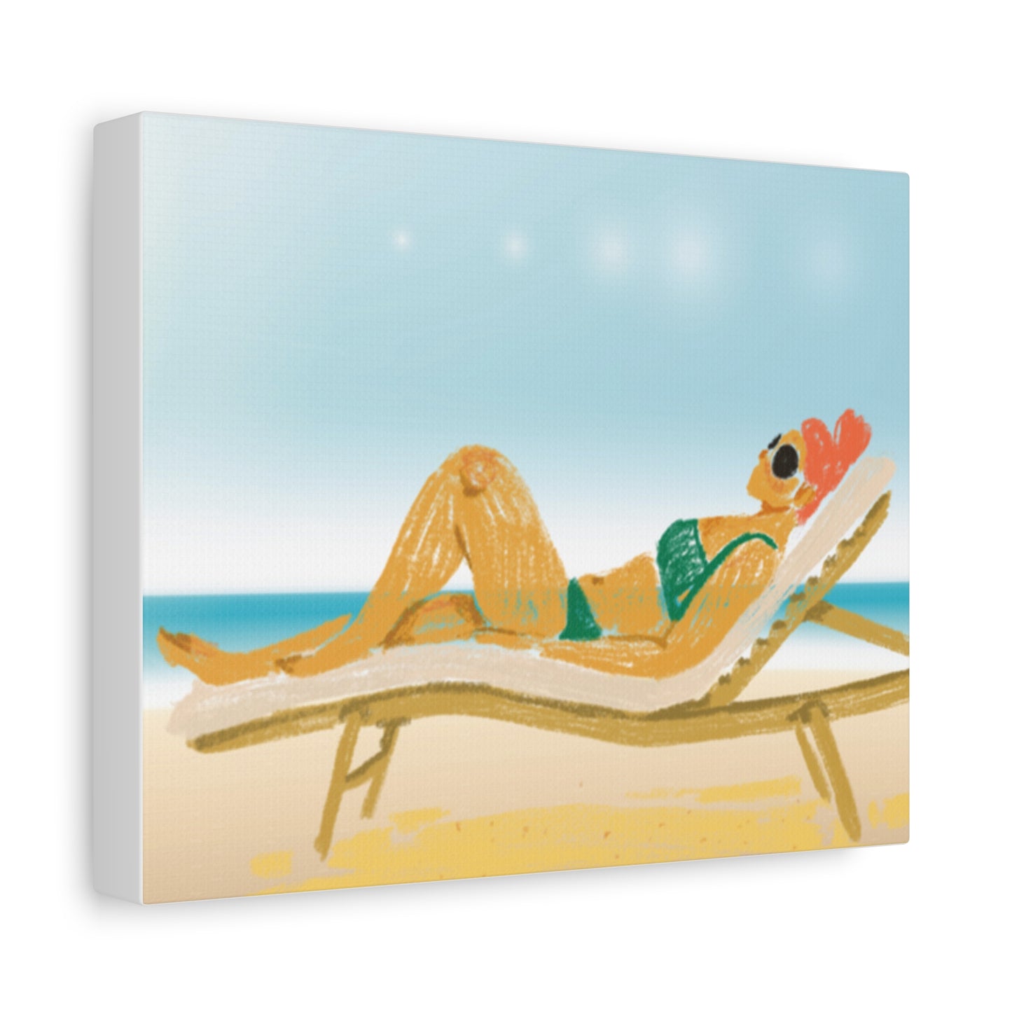 Lady On The Beach Canvas Print, Canvas, Relax and Rejuvenate, Sunbathe, Sunbathing, Home Decor