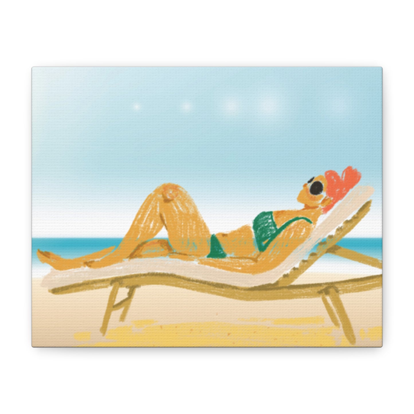 Lady On The Beach Canvas Print, Canvas, Relax and Rejuvenate, Sunbathe, Sunbathing, Home Decor