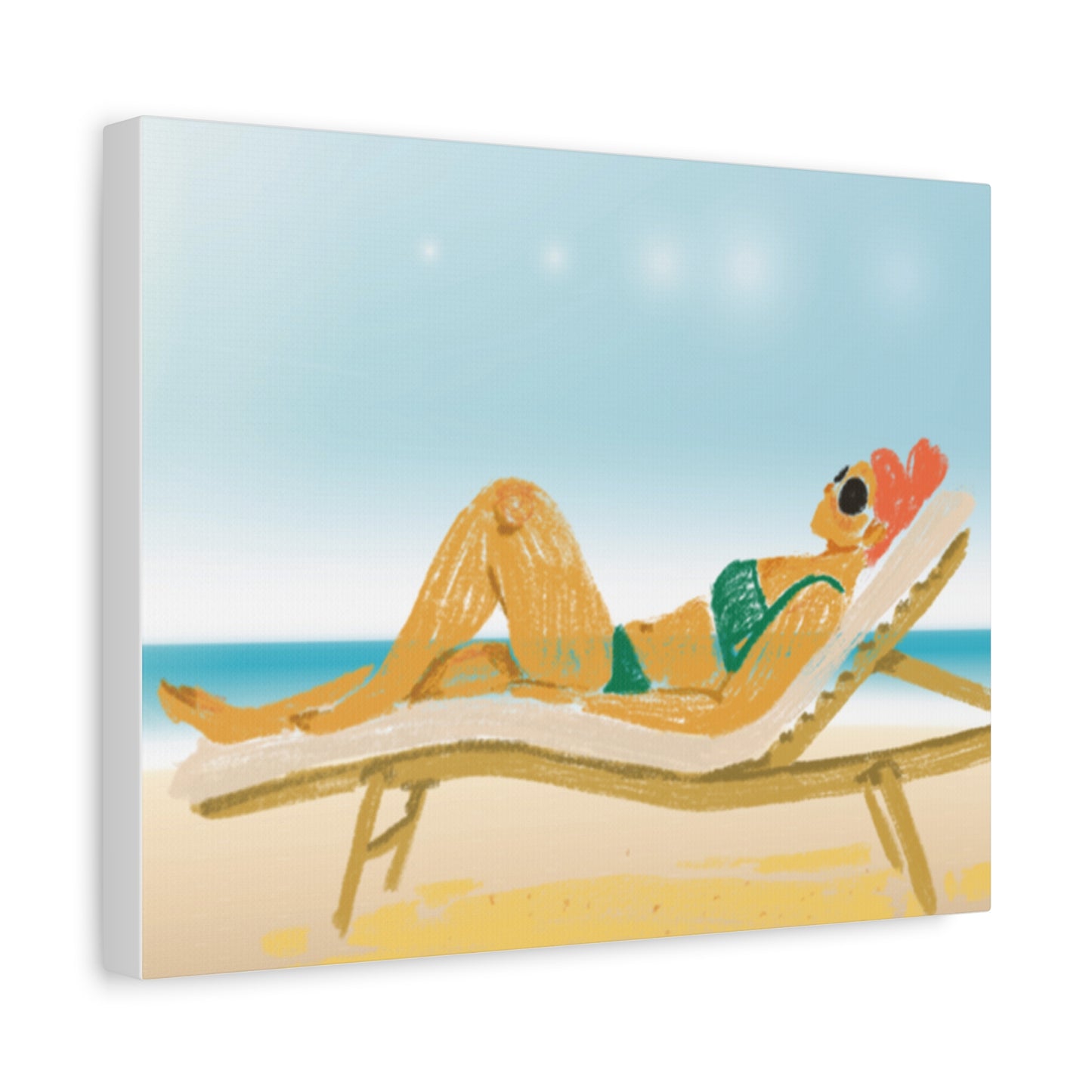 Lady On The Beach Canvas Print, Canvas, Relax and Rejuvenate, Sunbathe, Sunbathing, Home Decor