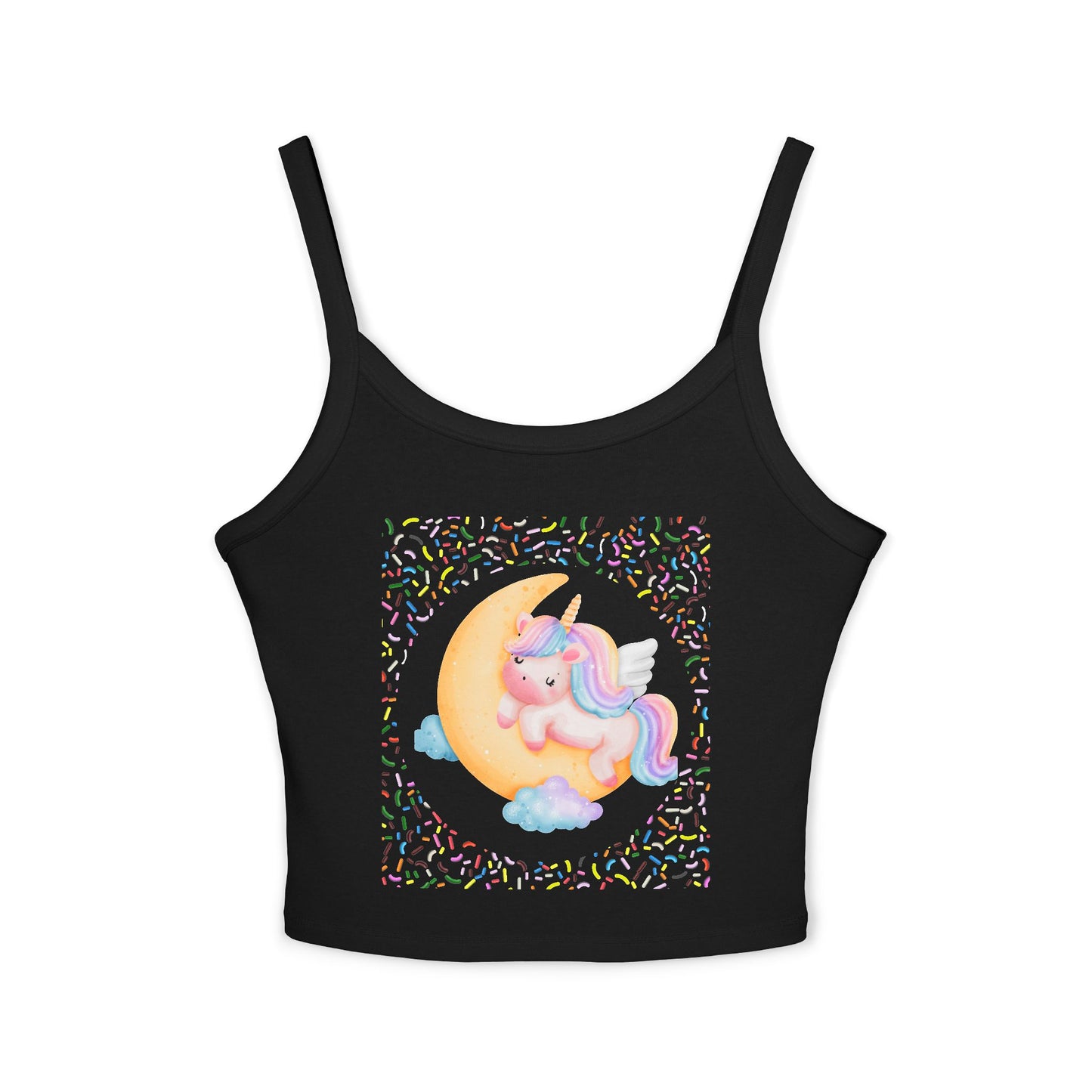 Spaghetti Strap Tank Top, Women's Wear, Summer Collection, Stylish And Chic, Comfortable And Durable, Cute Unicorn Design