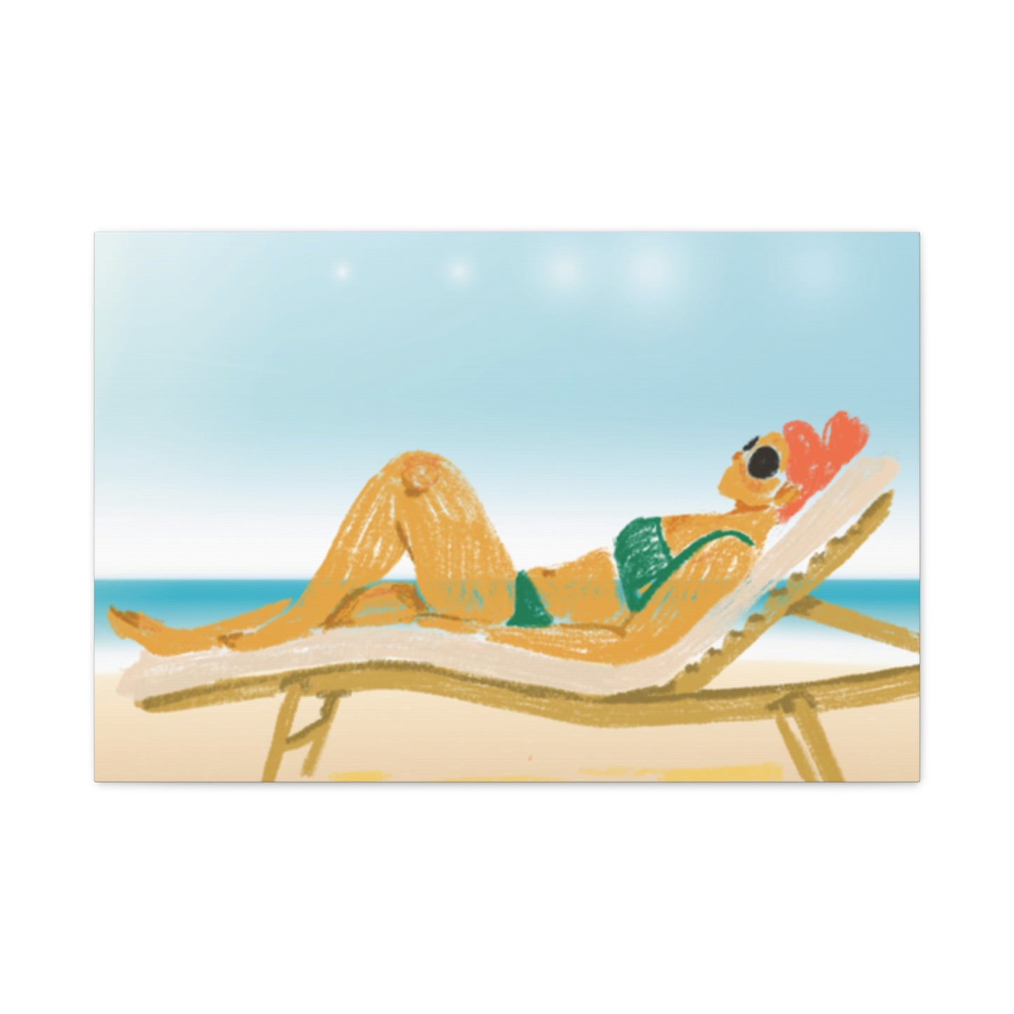 Lady On The Beach Canvas Print, Canvas, Relax and Rejuvenate, Sunbathe, Sunbathing, Home Decor