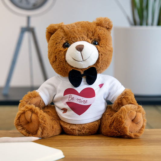 Romantic Teddy Bear with 'Be Mine' T-Shirt - Perfect Gift for Valentine's Day