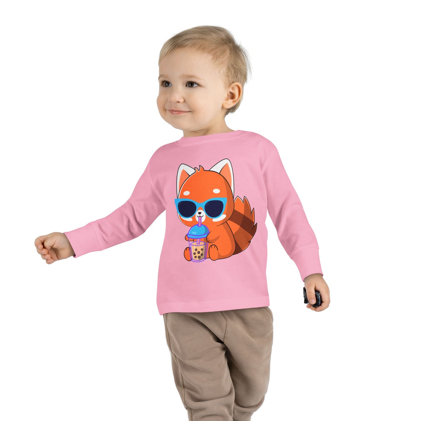 Toddler Long Sleeve Tee - 100% Combed Ringspun Cotton - Unisex Fit, Comfortable And Stylish, Fox Design, Made For Kids, Kids Wear