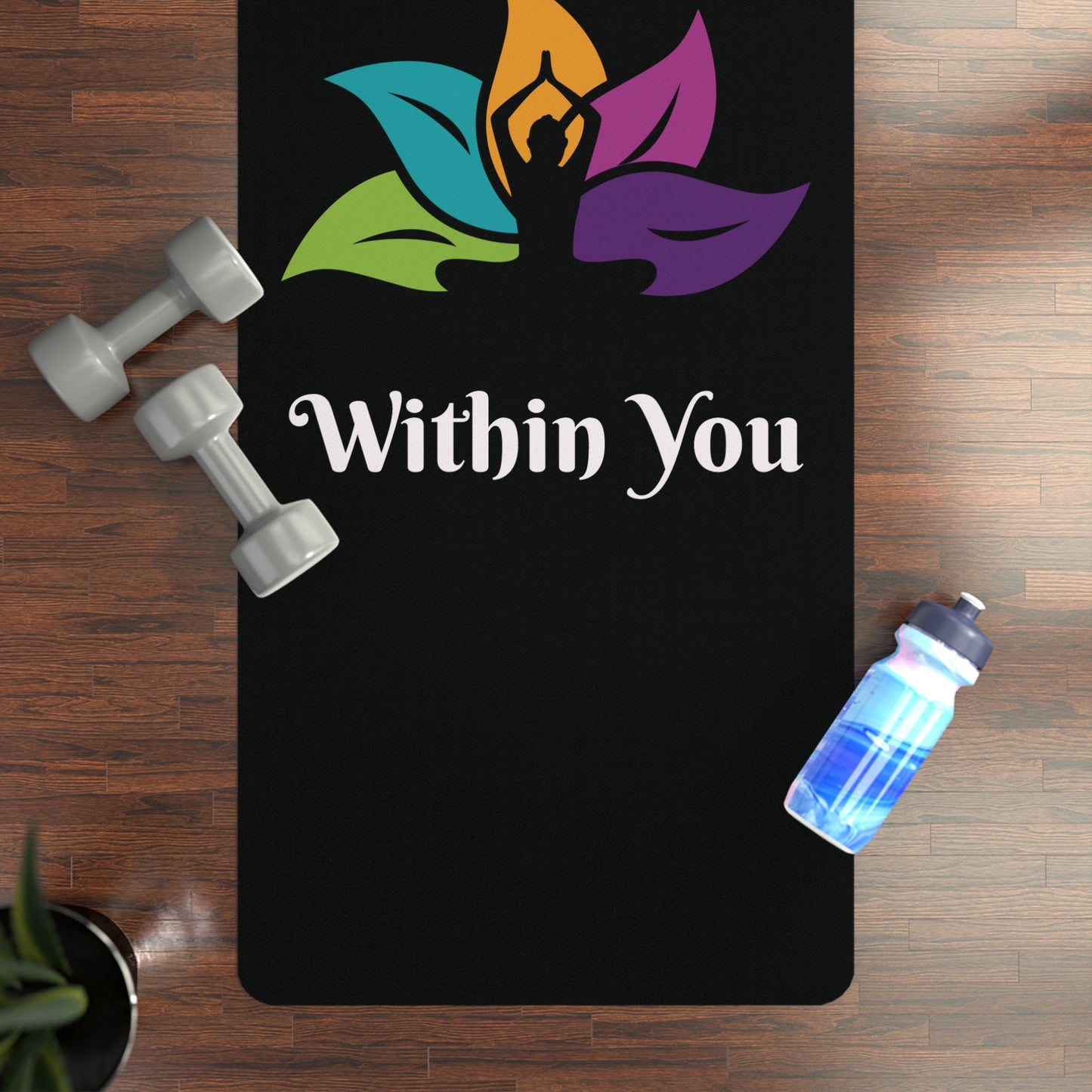 Empowering Rubber Yoga Mat - 'The Power Is Within You' Design