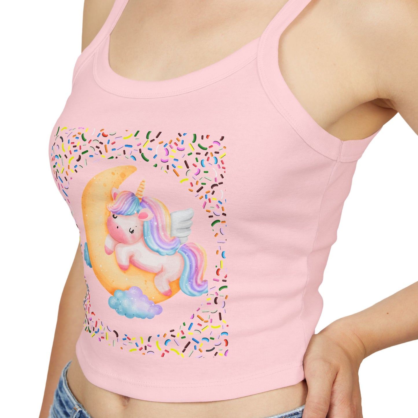 Spaghetti Strap Tank Top, Women's Wear, Summer Collection, Stylish And Chic, Comfortable And Durable, Cute Unicorn Design