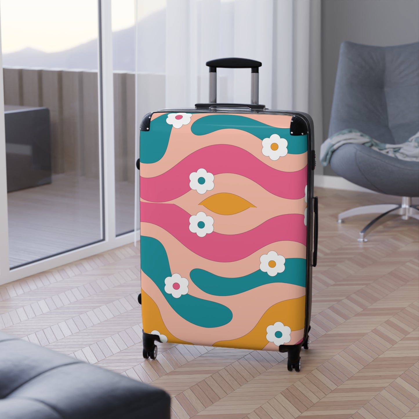 Suitcase Travel Set with High-Resolution Design, 360° Swivel Wheels, and Adjustable Telescopic Handle, Comfortable And Stylish, Travel Essential, Durable