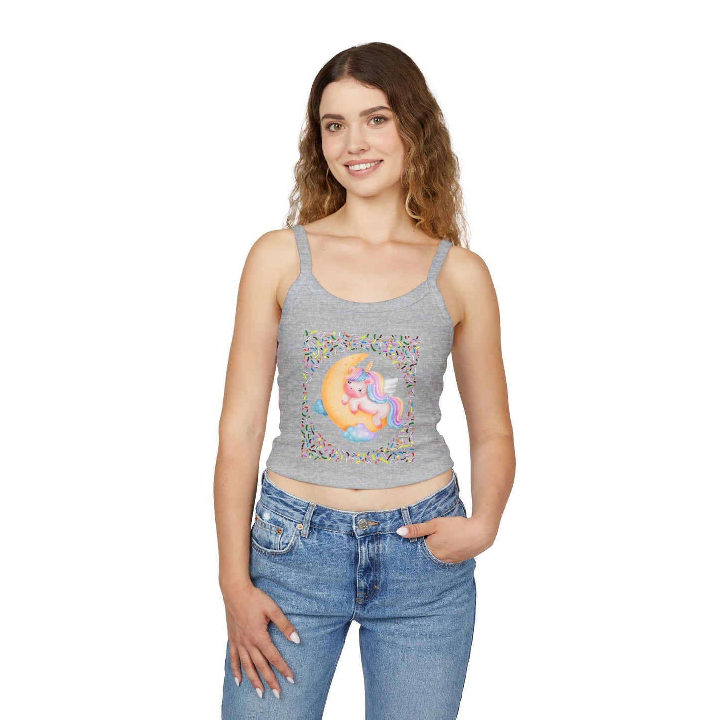 Spaghetti Strap Tank Top, Women's Wear, Summer Collection, Stylish And Chic, Comfortable And Durable, Cute Unicorn Design