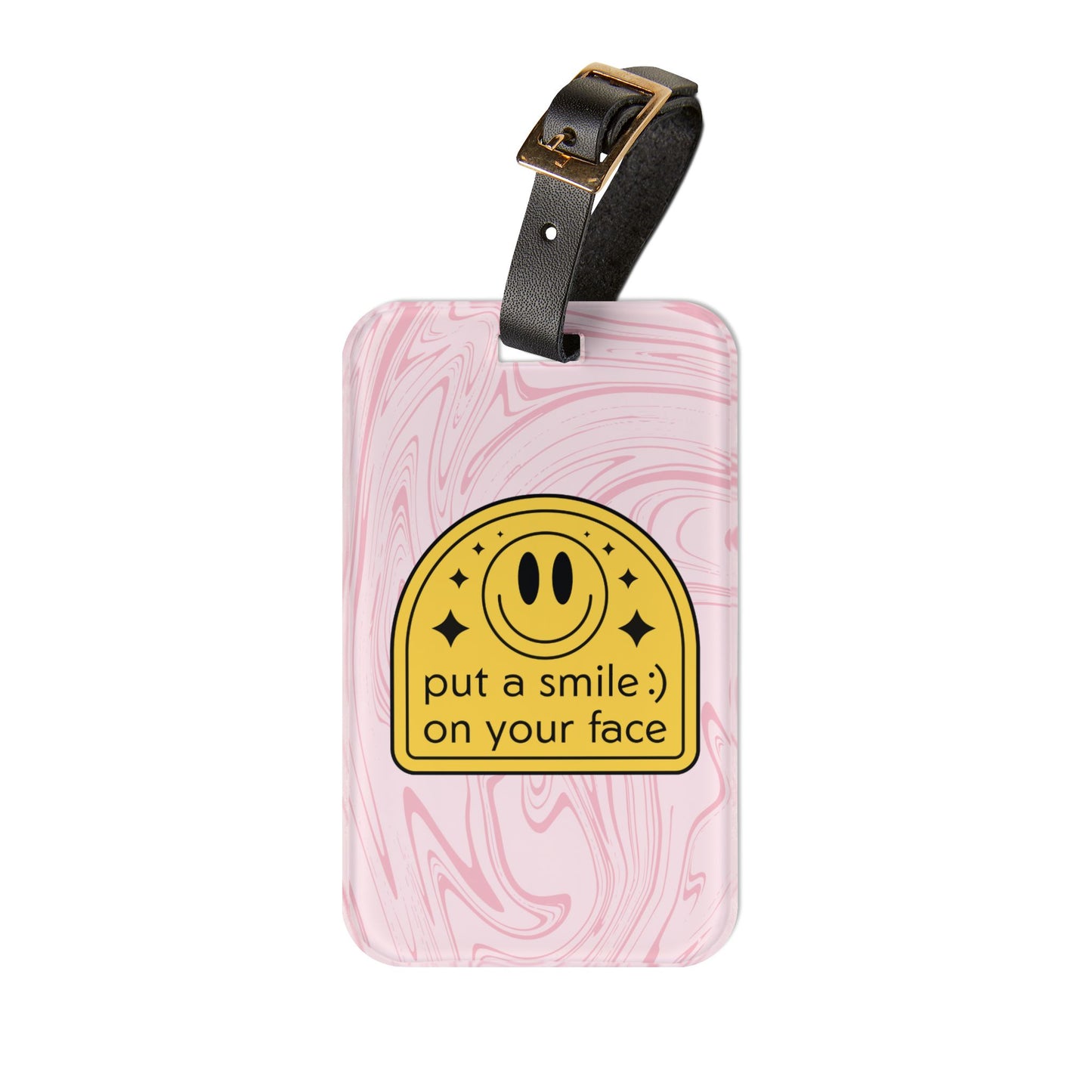 Fun Smiley Luggage Tag – 'Put a Smile on Your Face' Travel Accessory