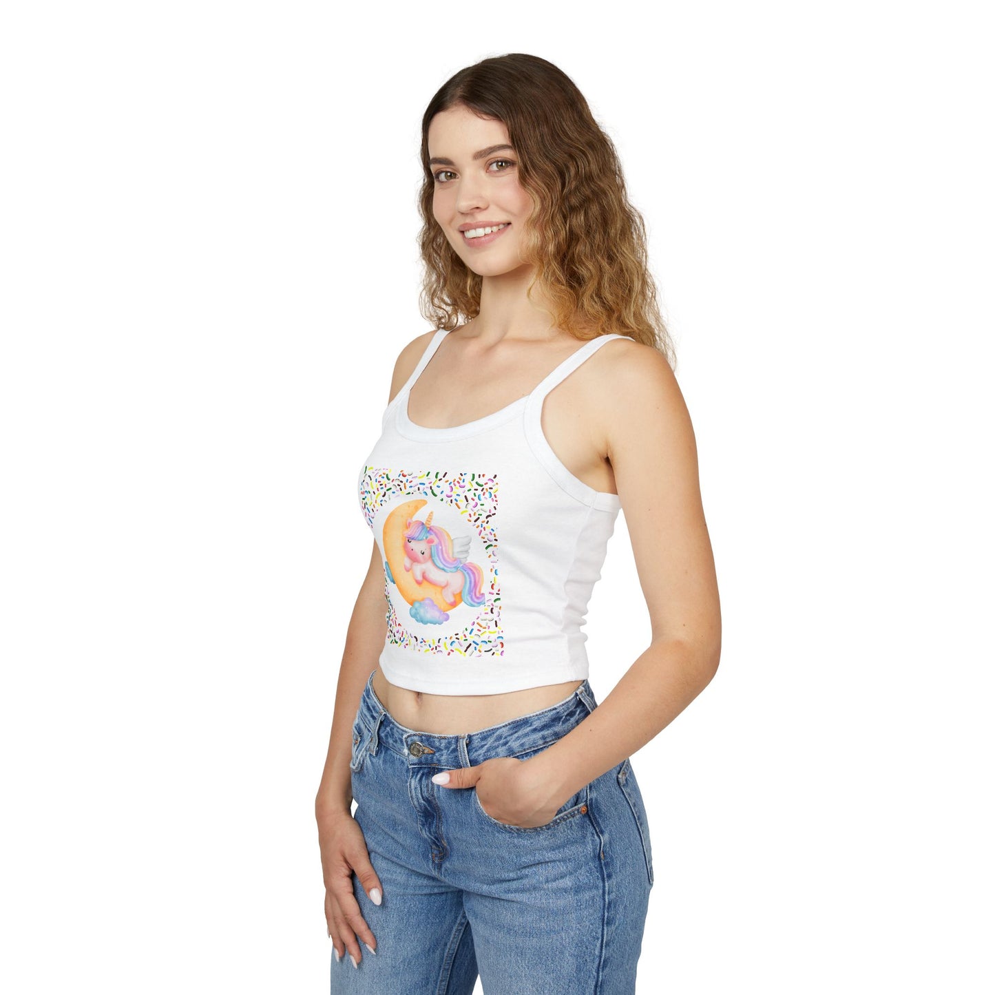 Spaghetti Strap Tank Top, Women's Wear, Summer Collection, Stylish And Chic, Comfortable And Durable, Cute Unicorn Design