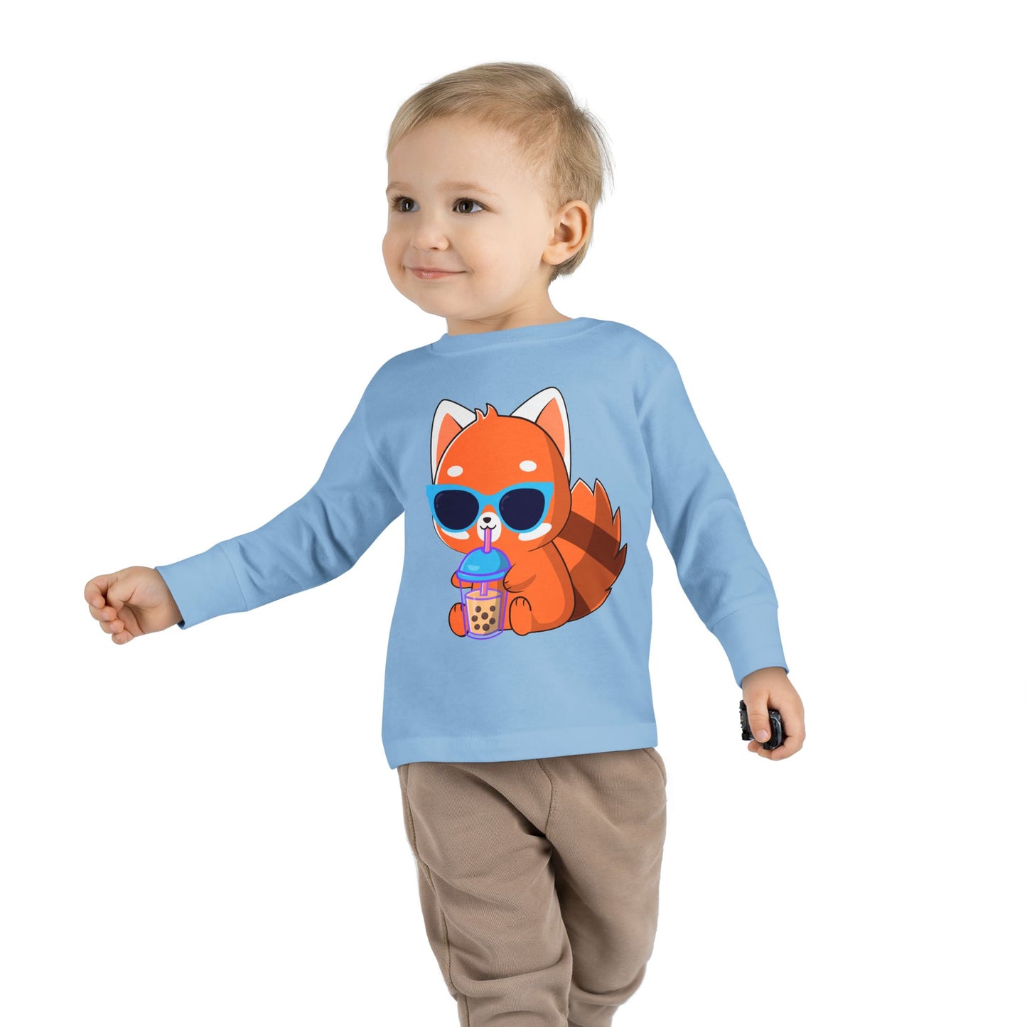 Toddler Long Sleeve Tee - 100% Combed Ringspun Cotton - Unisex Fit, Comfortable And Stylish, Fox Design, Made For Kids, Kids Wear