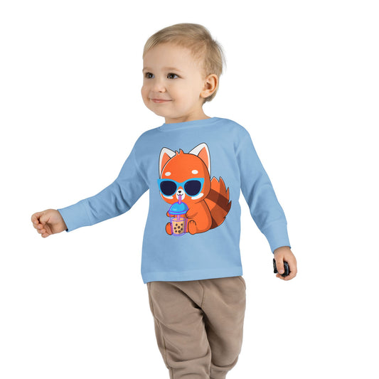 Toddler Long Sleeve Tee - 100% Combed Ringspun Cotton - Unisex Fit, Comfortable And Stylish, Fox Design, Made For Kids, Kids Wear