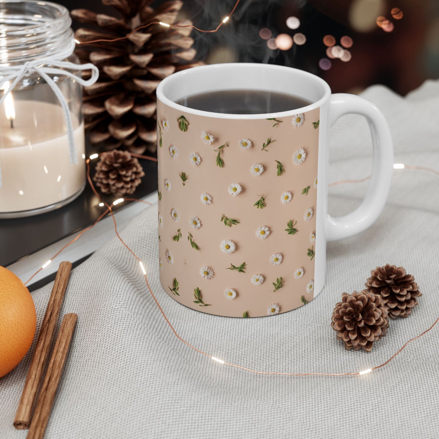 Autumn Ceramic Mug | Flower Coffee Cup with Advanced Printing Technology, BPA-Free - 11oz, 15oz, Home Decor, Best For Gifting, Elegant And Durable