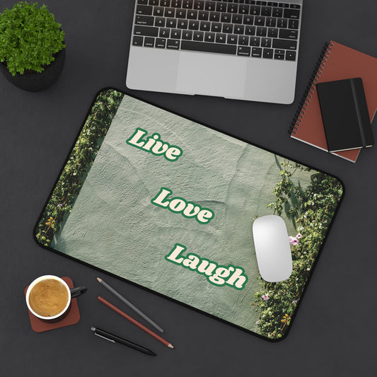 Neoprene Desk Mat, Live, Love, Laugh Desk Mat, Green Desk Mat, Stylish And Durable