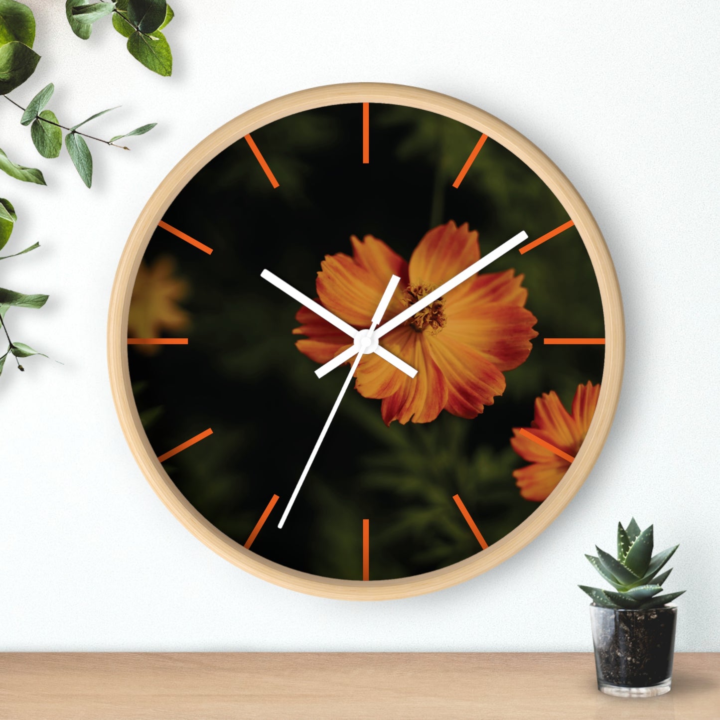 Wood Wall Clock - Every Second Counts - 10" x 10" - Silent Mechanism, Unique And Stylish, Home Decor, Beautiful Aesthetic Background, Best For Personal Use Or Gifting