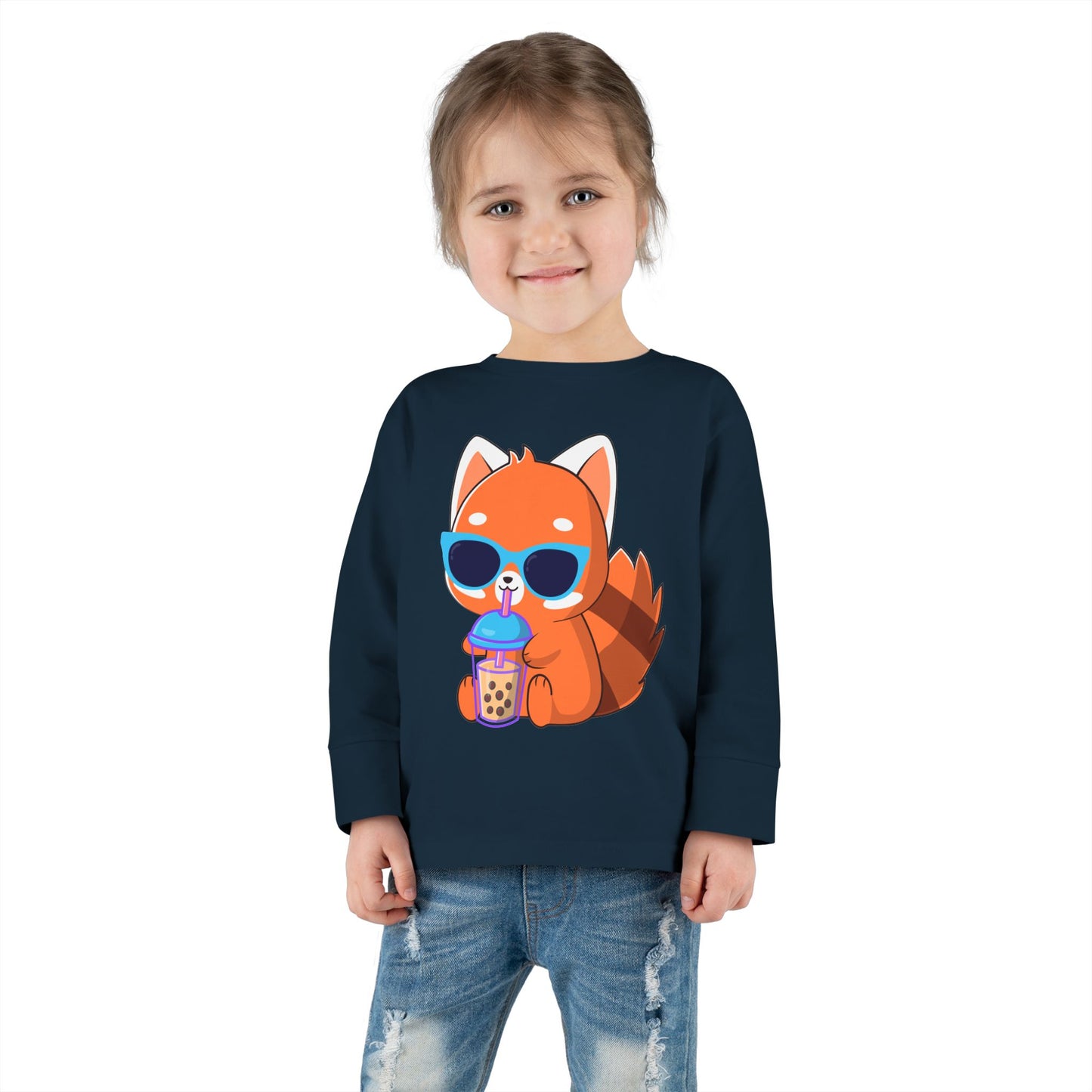 Toddler Long Sleeve Tee - 100% Combed Ringspun Cotton - Unisex Fit, Comfortable And Stylish, Fox Design, Made For Kids, Kids Wear