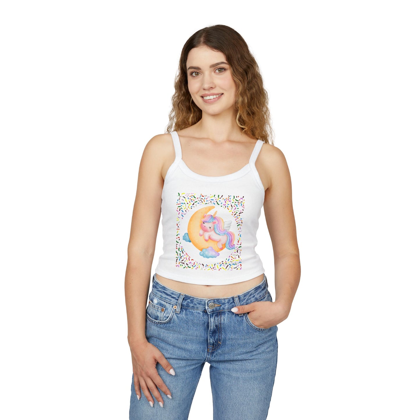 Spaghetti Strap Tank Top, Women's Wear, Summer Collection, Stylish And Chic, Comfortable And Durable, Cute Unicorn Design