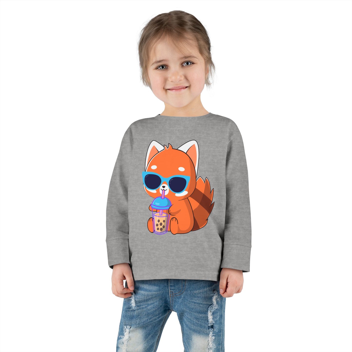 Toddler Long Sleeve Tee - 100% Combed Ringspun Cotton - Unisex Fit, Comfortable And Stylish, Fox Design, Made For Kids, Kids Wear