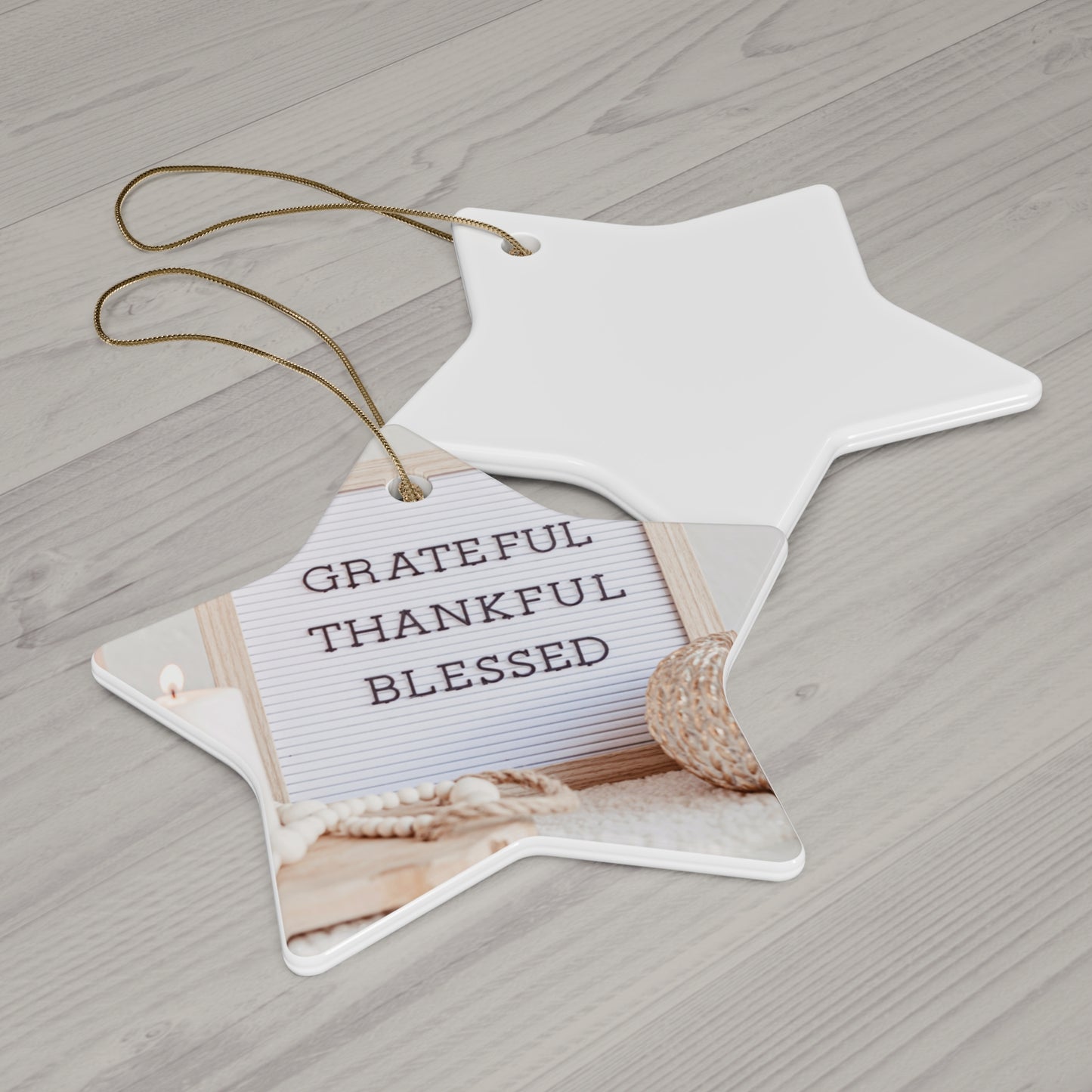 Christmas Ceramic Ornaments,  Home Decor, Grateful Thankful And Blessed Ornament