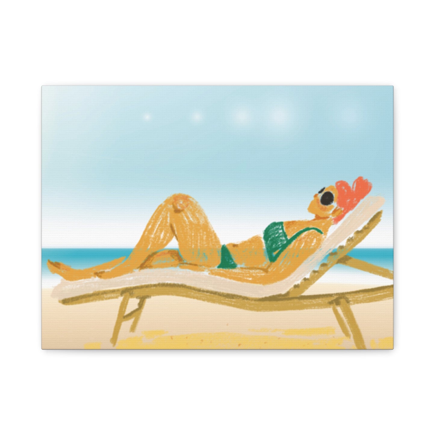 Lady On The Beach Canvas Print, Canvas, Relax and Rejuvenate, Sunbathe, Sunbathing, Home Decor