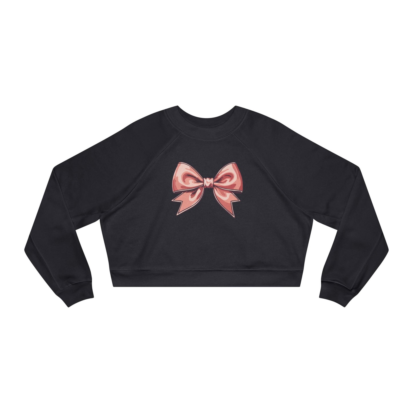 Chic Women's Cropped Fleece Pullover with Bow and No Drama Design