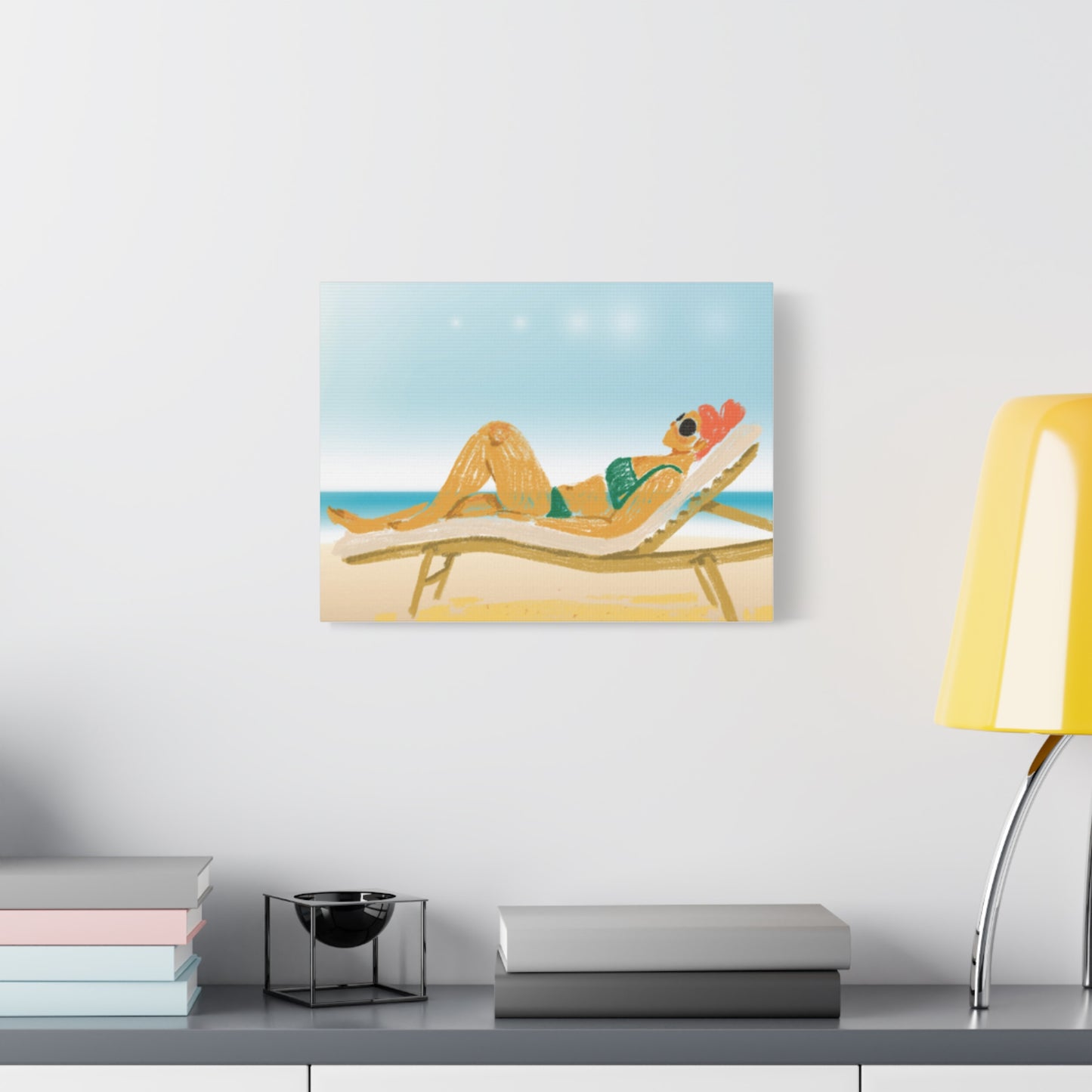 Lady On The Beach Canvas Print, Canvas, Relax and Rejuvenate, Sunbathe, Sunbathing, Home Decor