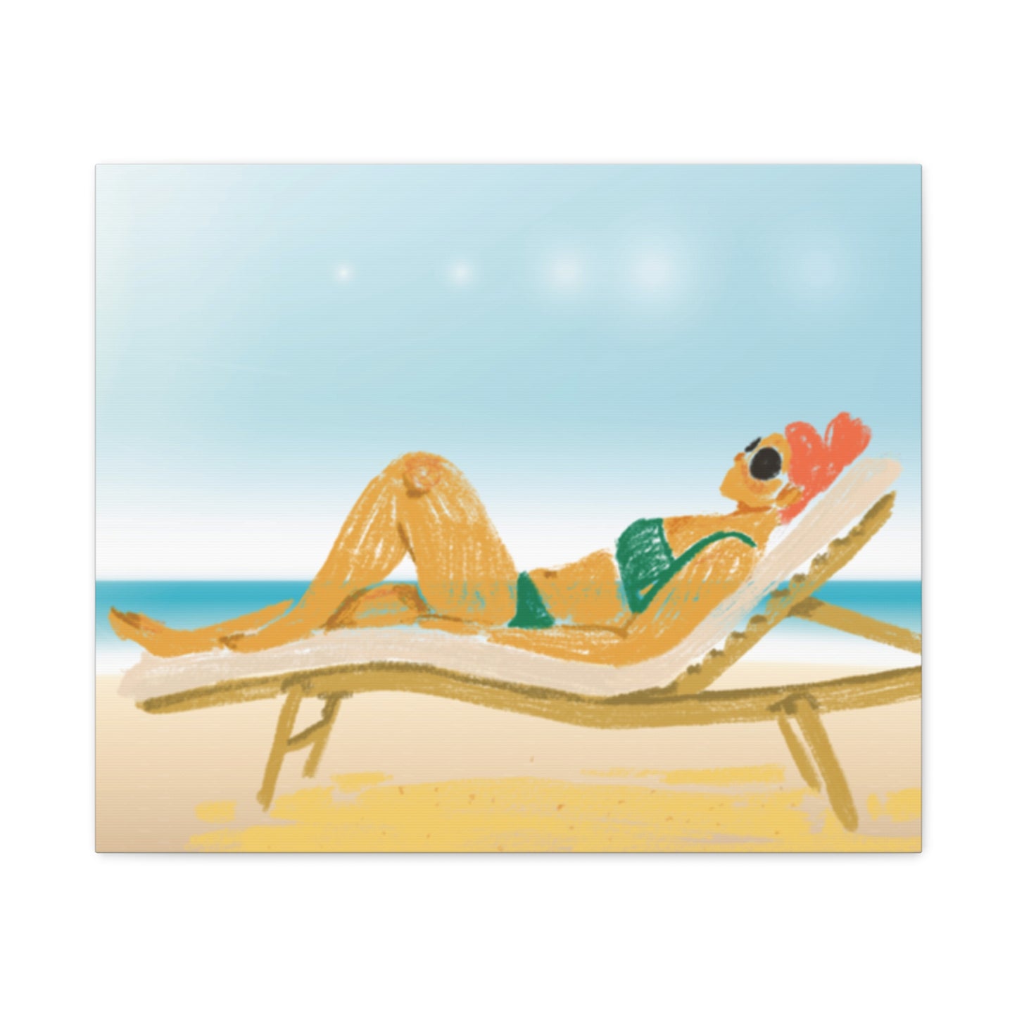 Lady On The Beach Canvas Print, Canvas, Relax and Rejuvenate, Sunbathe, Sunbathing, Home Decor