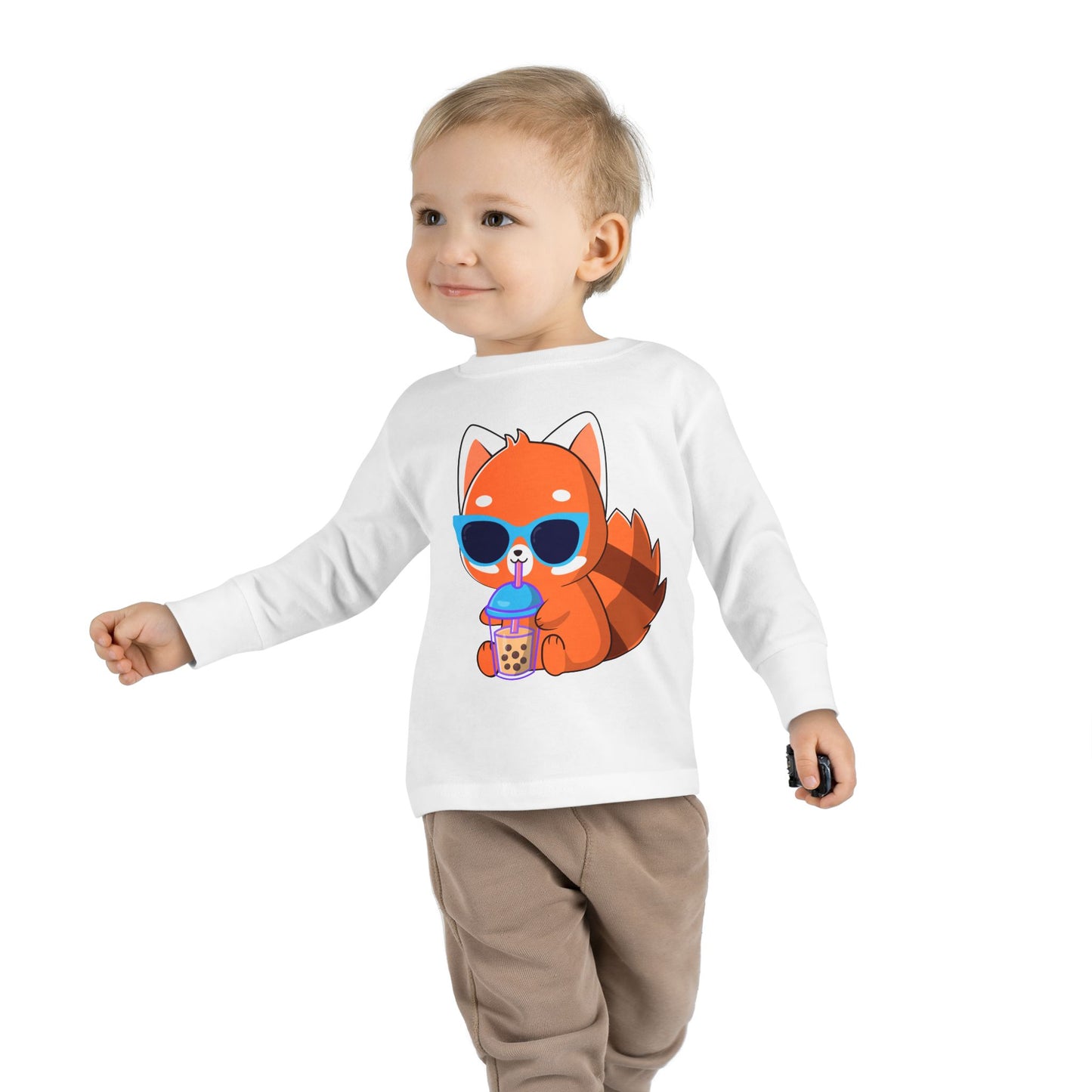 Toddler Long Sleeve Tee - 100% Combed Ringspun Cotton - Unisex Fit, Comfortable And Stylish, Fox Design, Made For Kids, Kids Wear