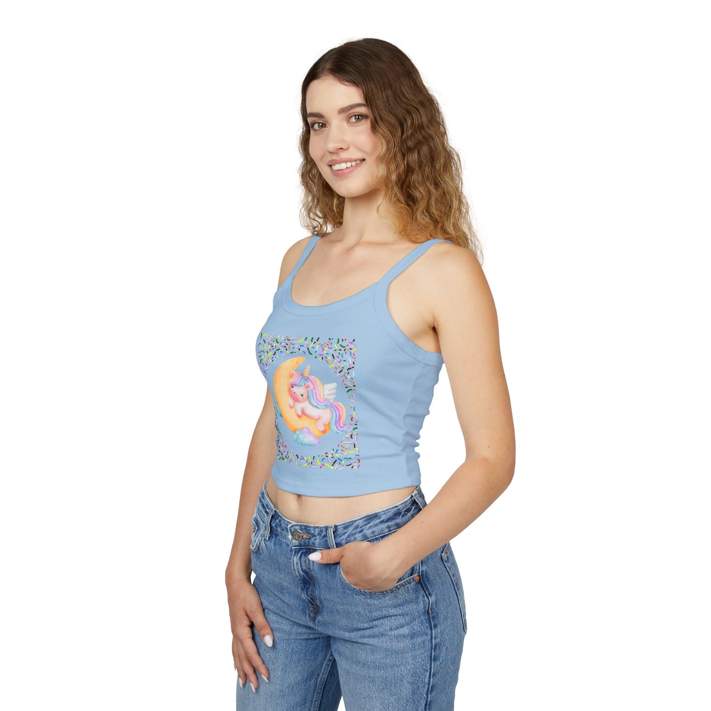 Spaghetti Strap Tank Top, Women's Wear, Summer Collection, Stylish And Chic, Comfortable And Durable, Cute Unicorn Design