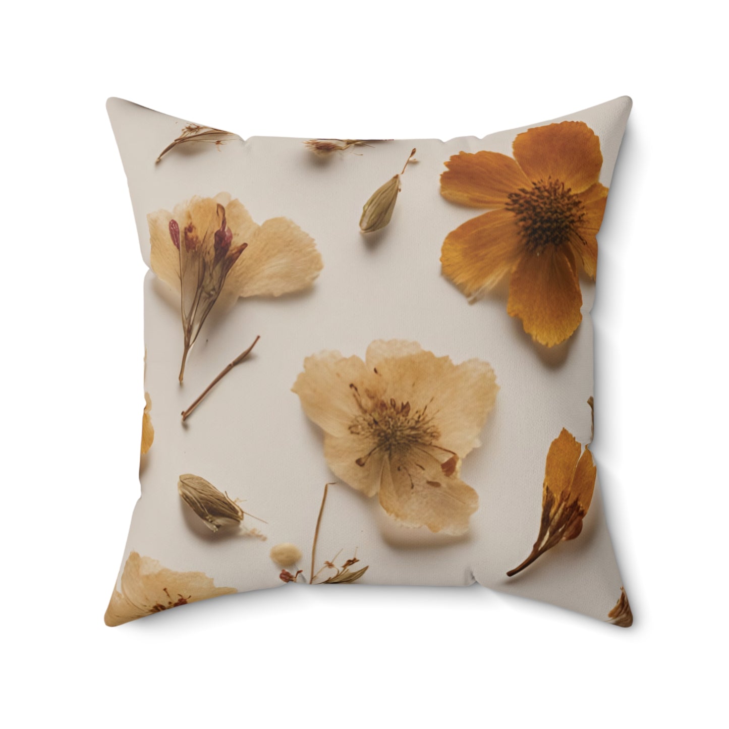 Square Pillow - Autumn Vibes - Double Sided Print, Home Decor, Aesthetic, Flowers Printed on Front and Back, Comfortable Pillow, Personalized Room Accents