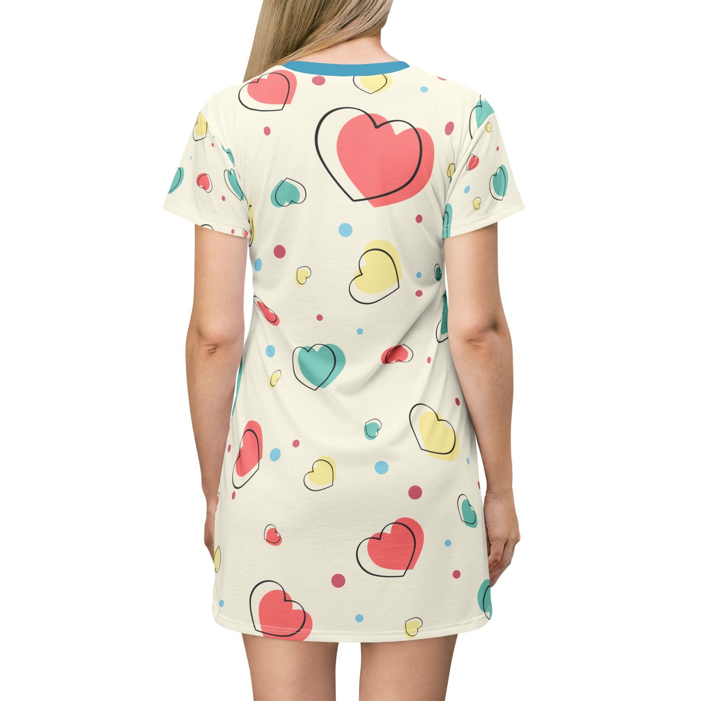 Heart Design T-Shirt Dress, High Quality